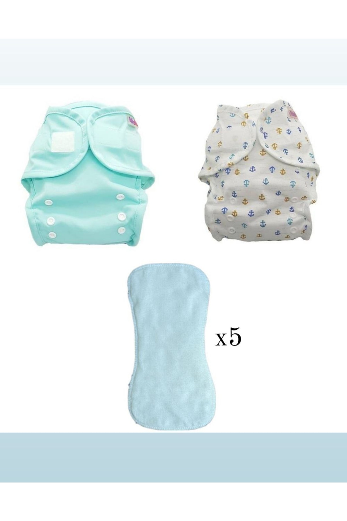 BabyNEO Yıkanabilir Bebek Bezi Yeni Doğan () Ikili Set + (3katlı Ped)x5 UX8933