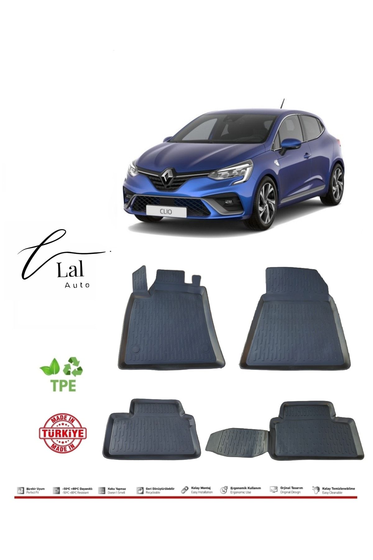 Lal Renault Clio 5 3d Havuzlu Paspas