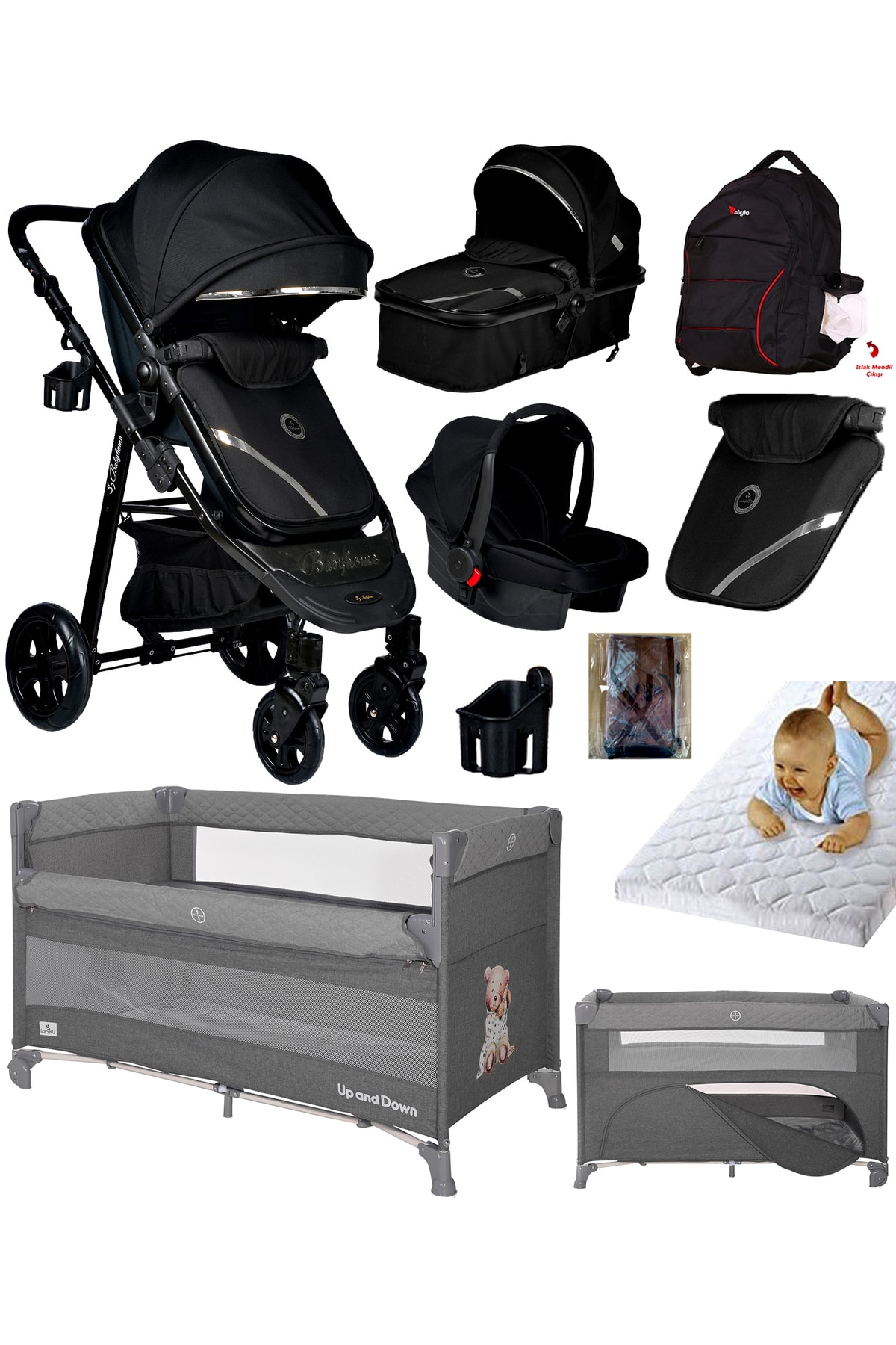 Baby Home Yeni Ekonomi Paket 9 In 1 Set 940 Travel Sistem Bebek Arabası Ve Anne Yanı Beşik Oyun Parkı Yatak