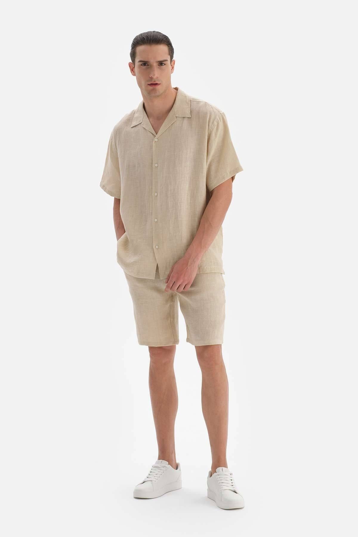 Dagi-Beige Linen Shorts 7