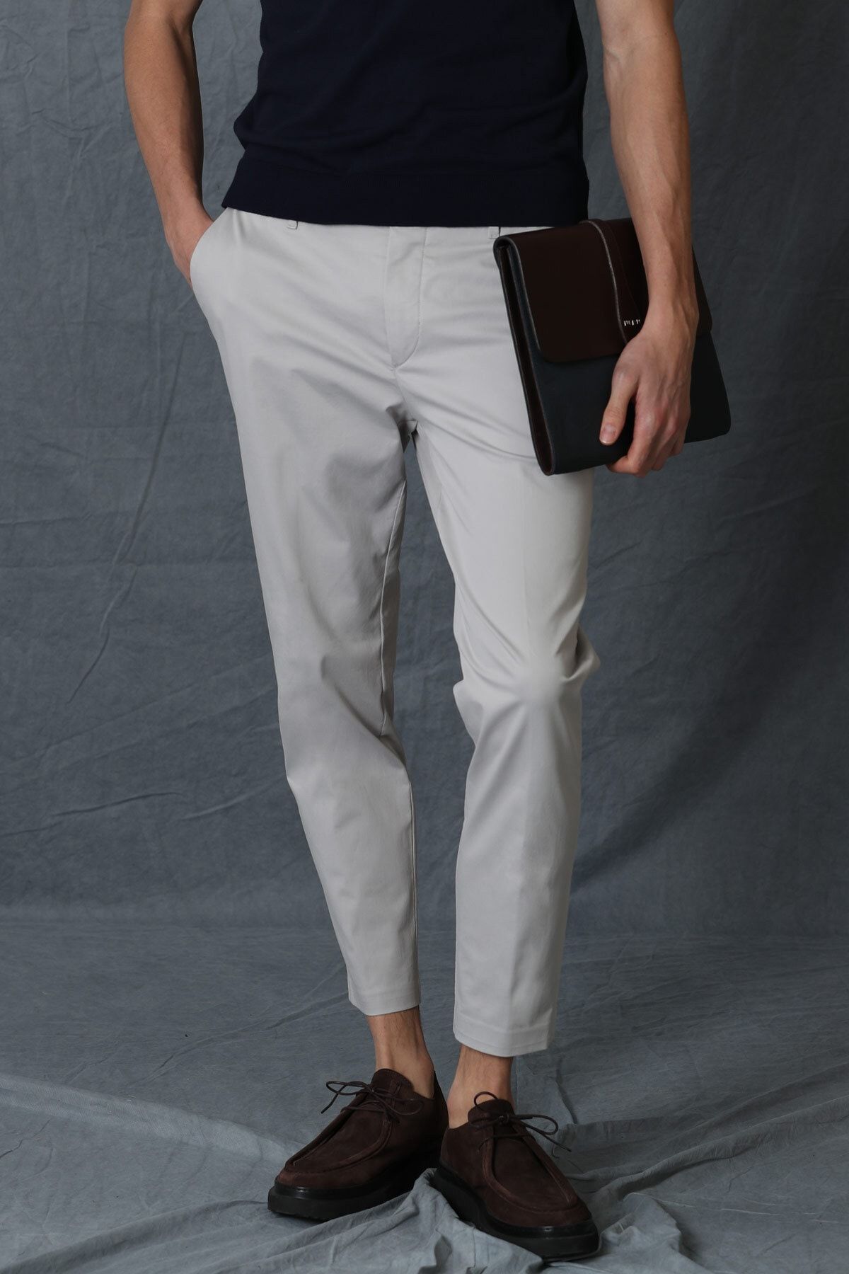 Lufian Alvı Smart Erkek Chino Pantolon Slim Fit Taş AN7797