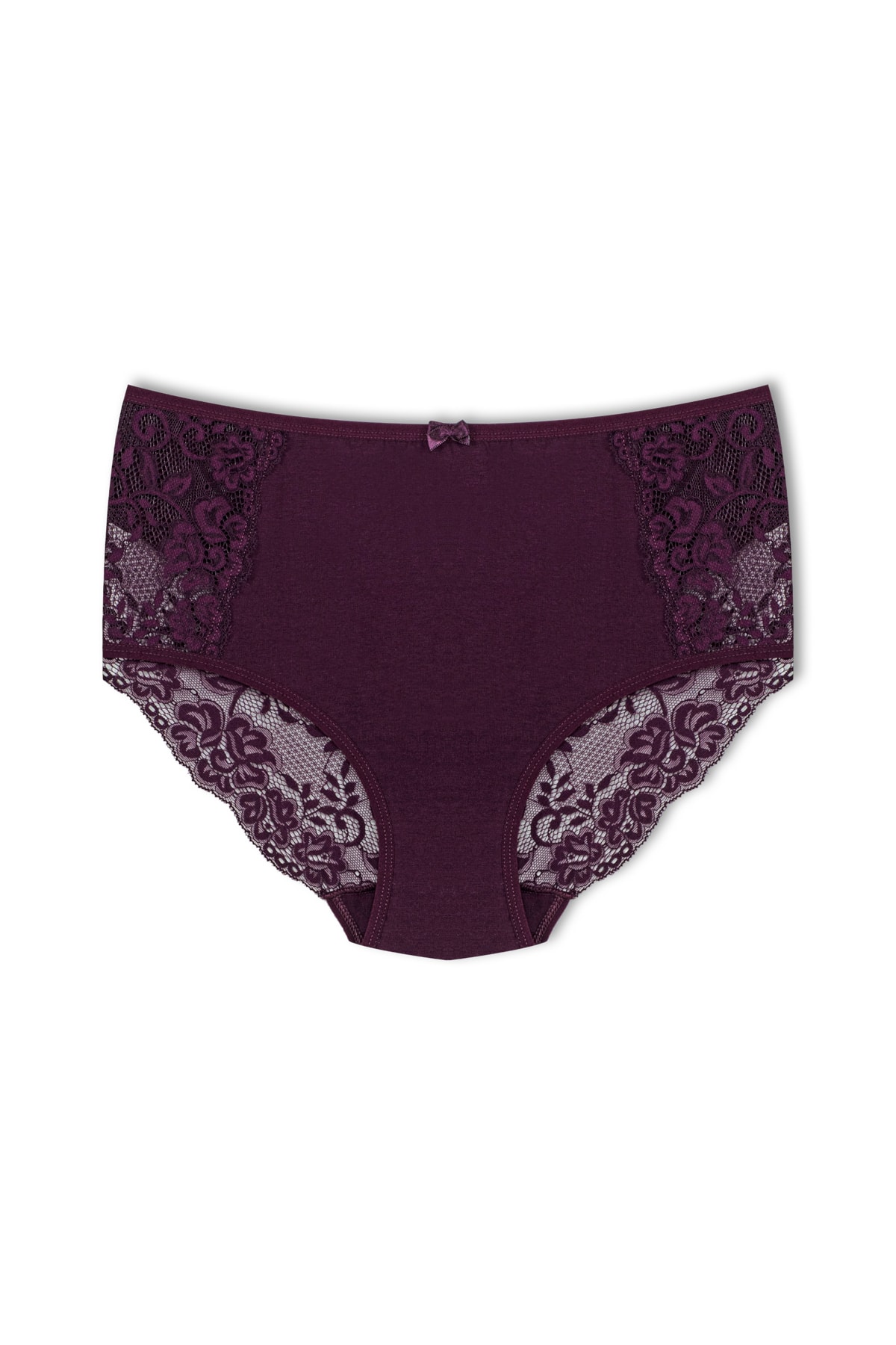 Purple Cotton Women's Plus Size Briefs with Front Side and Back Lace