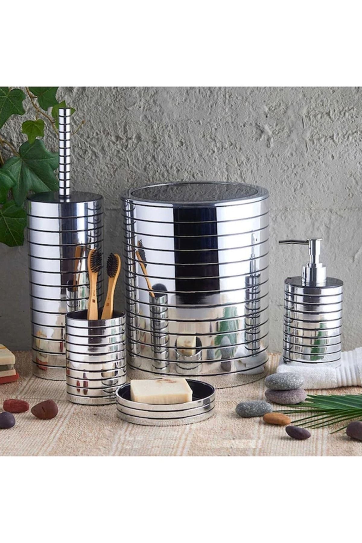 Perotti 14758 Linea Silver 5 Li Banyo Seti - Silver Siyah-68