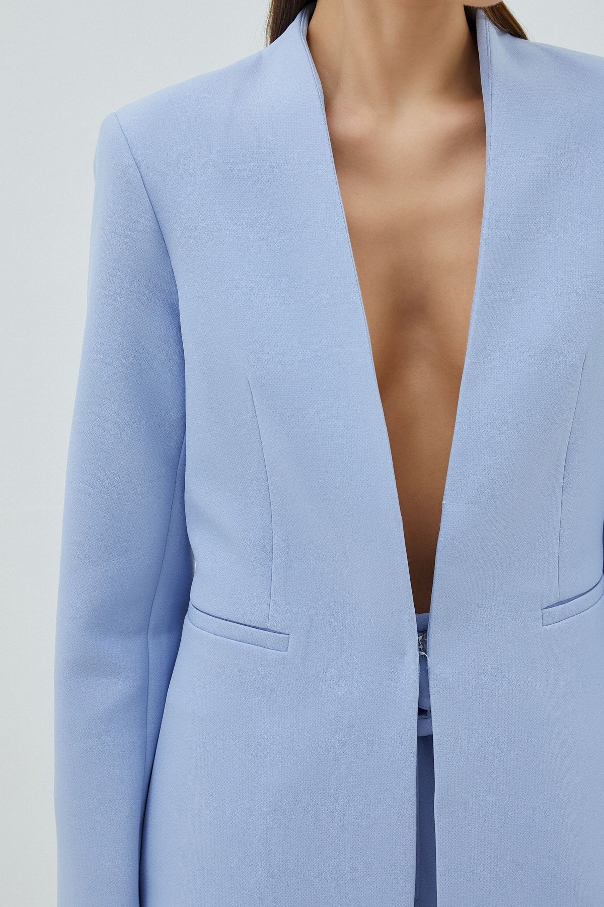 Koton Blazer Ceket V Yaka Cep Detaylı BY6562