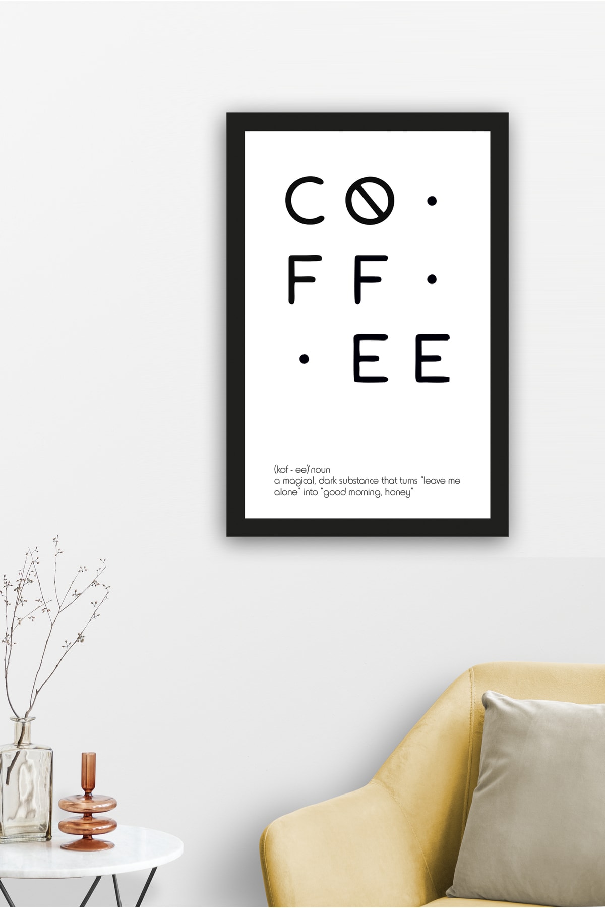 Wooden Wall Table with Black Frame Look with Text