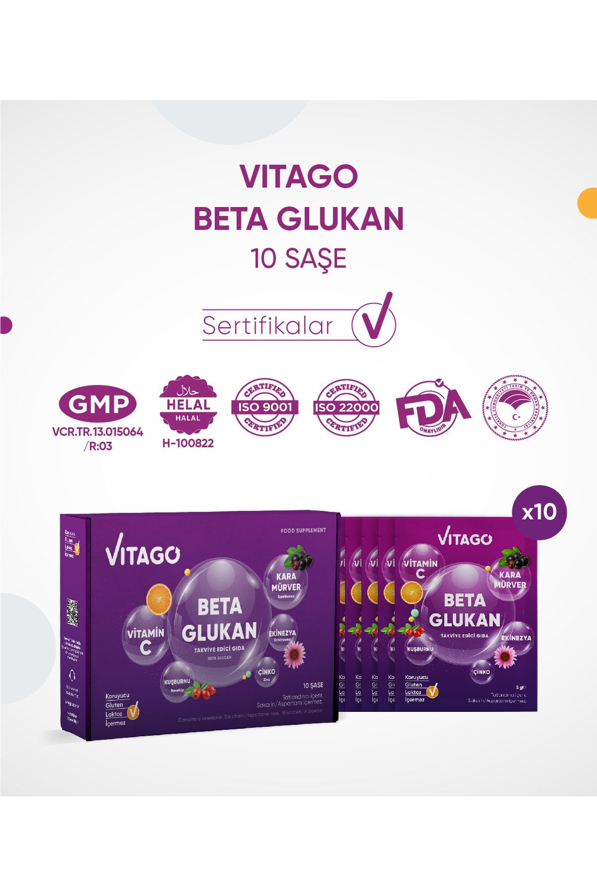 Vitago Beta Glukan Karamürver C Vitamini İçeren Efervesan Saşe ZO8933