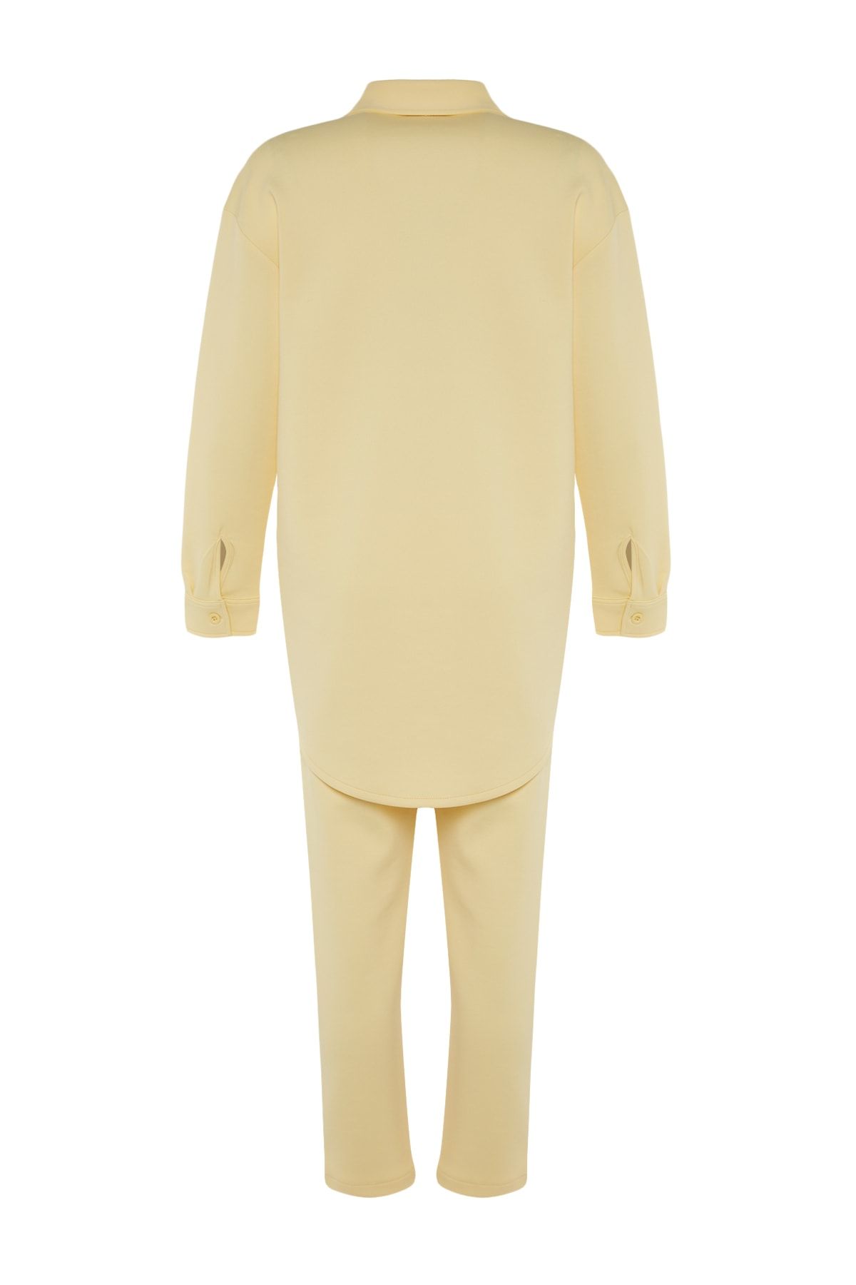 Trendyol Modest-طقم قميص وبنطلون من قماش سكوبا - أصفر، تفاصيل الجيب TCTSS23US00011 10