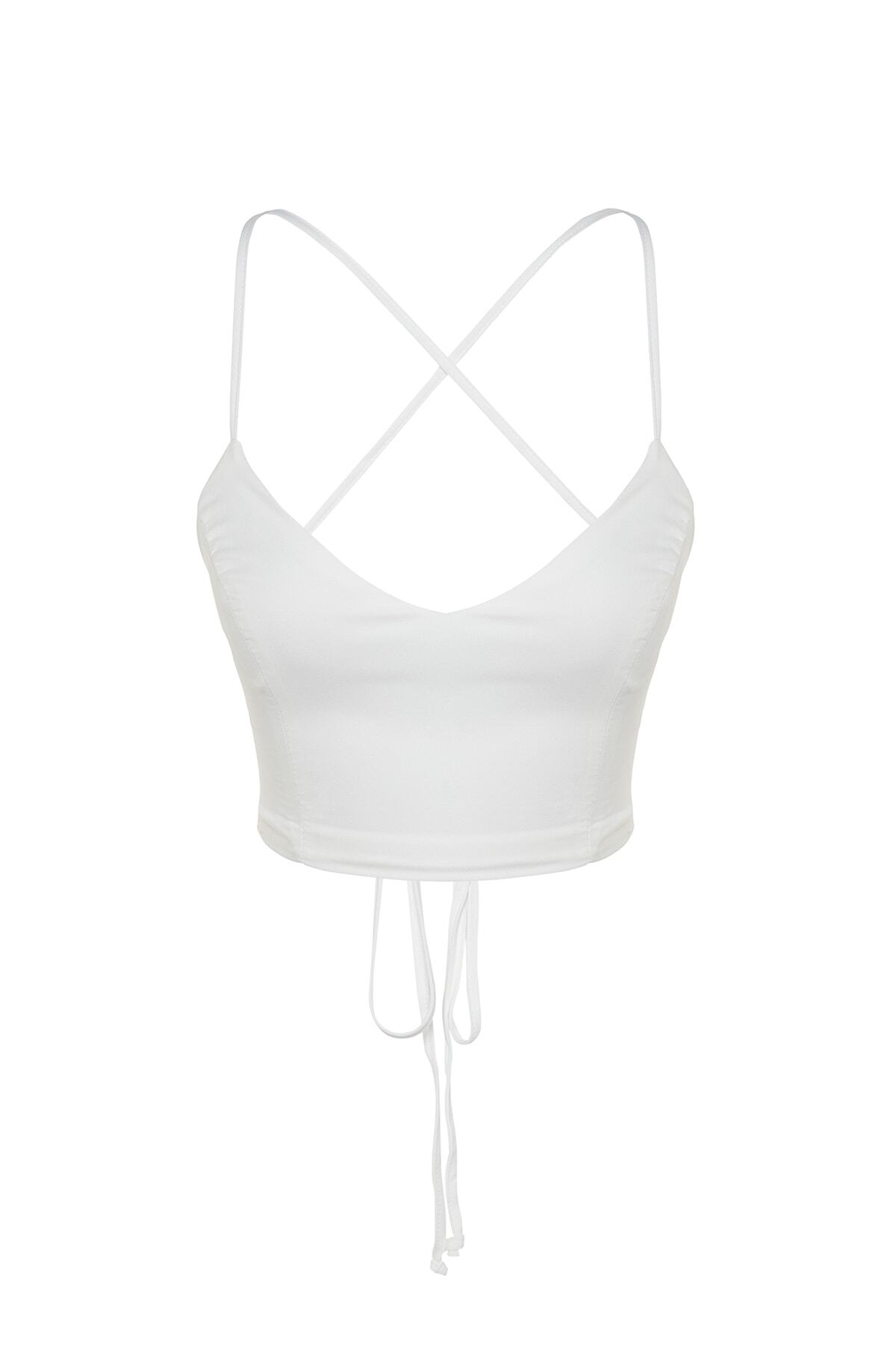 Trendyol Collection-Ecru Crop Bélelt szőtt melltartó TPRSS21BS0009 7