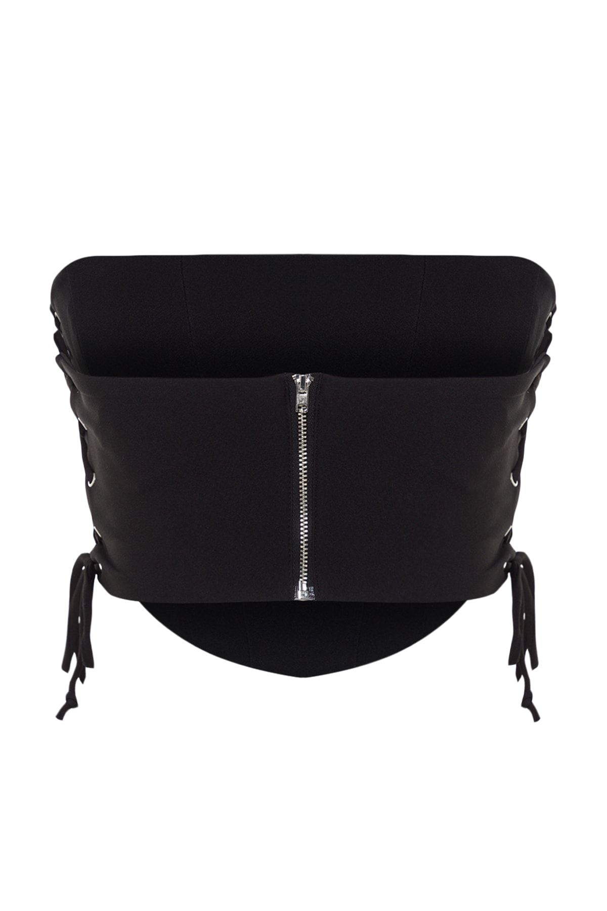 Trendyol Collection-Černý tkaný bustier s kravatou a kosticí - TPRSS22BS0026 8
