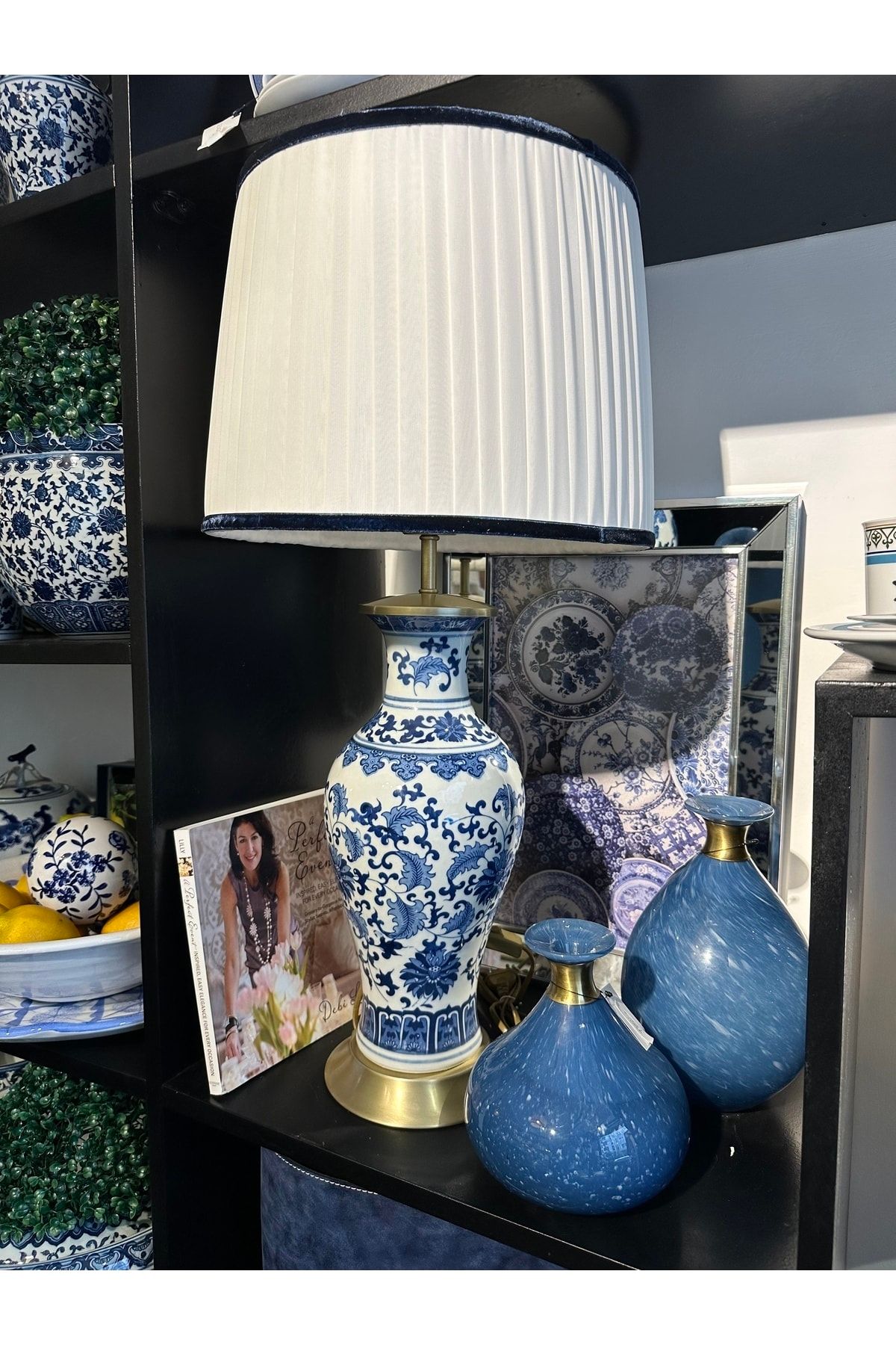 Design State Home Bleu Blanc Abajur