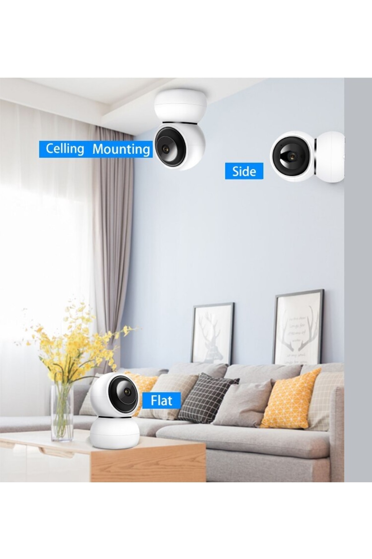 Teknomila 1080p 360 Derece Gece Görüşlü Sesli Ip Wifi Akıllı Ev Güvenlik Bebek Kamerası fotoğrafı 5 (önizleme)