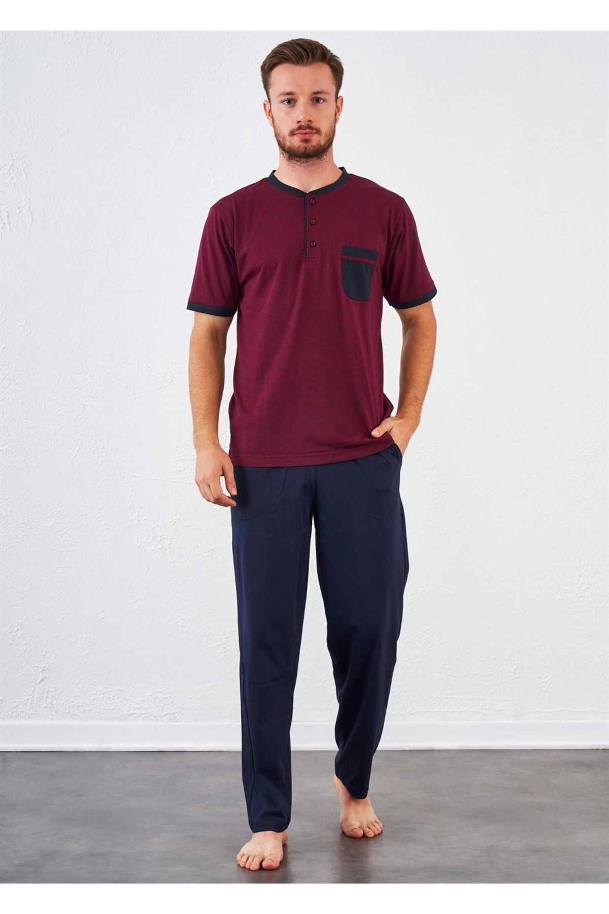 Relax Mode Erkek Midi Yaka Pijama Takım - 10619