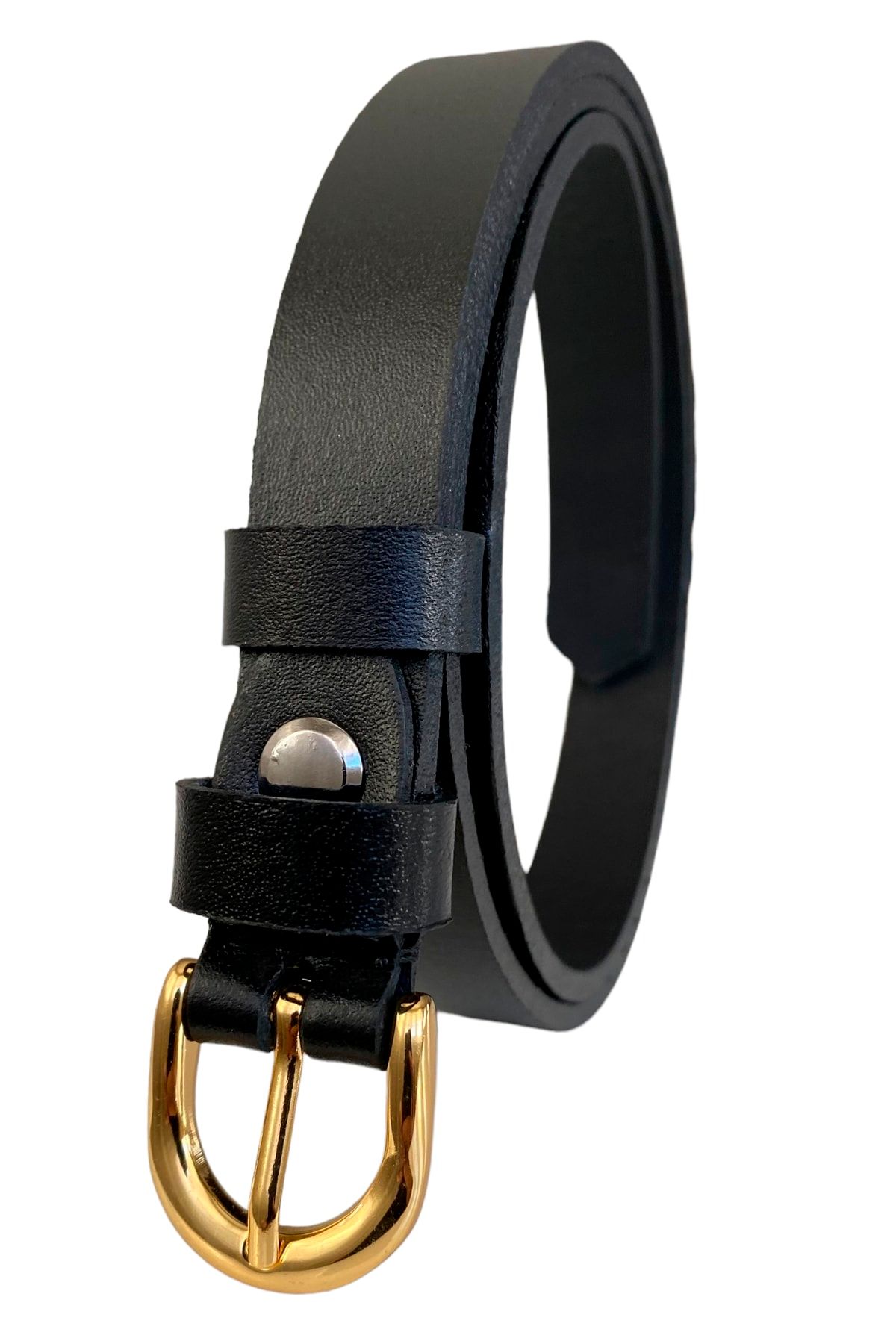 GoDeri-Black Gold Buckle 100% Genuine Leather Very Thin Women's Belt - 1.8 cm = very thin-06 3
