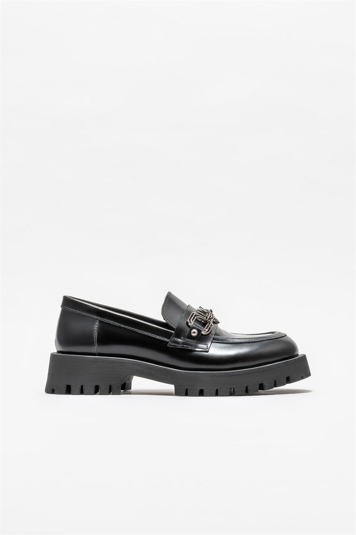 Elle Shoes Siyah Deri Kadın Loafer