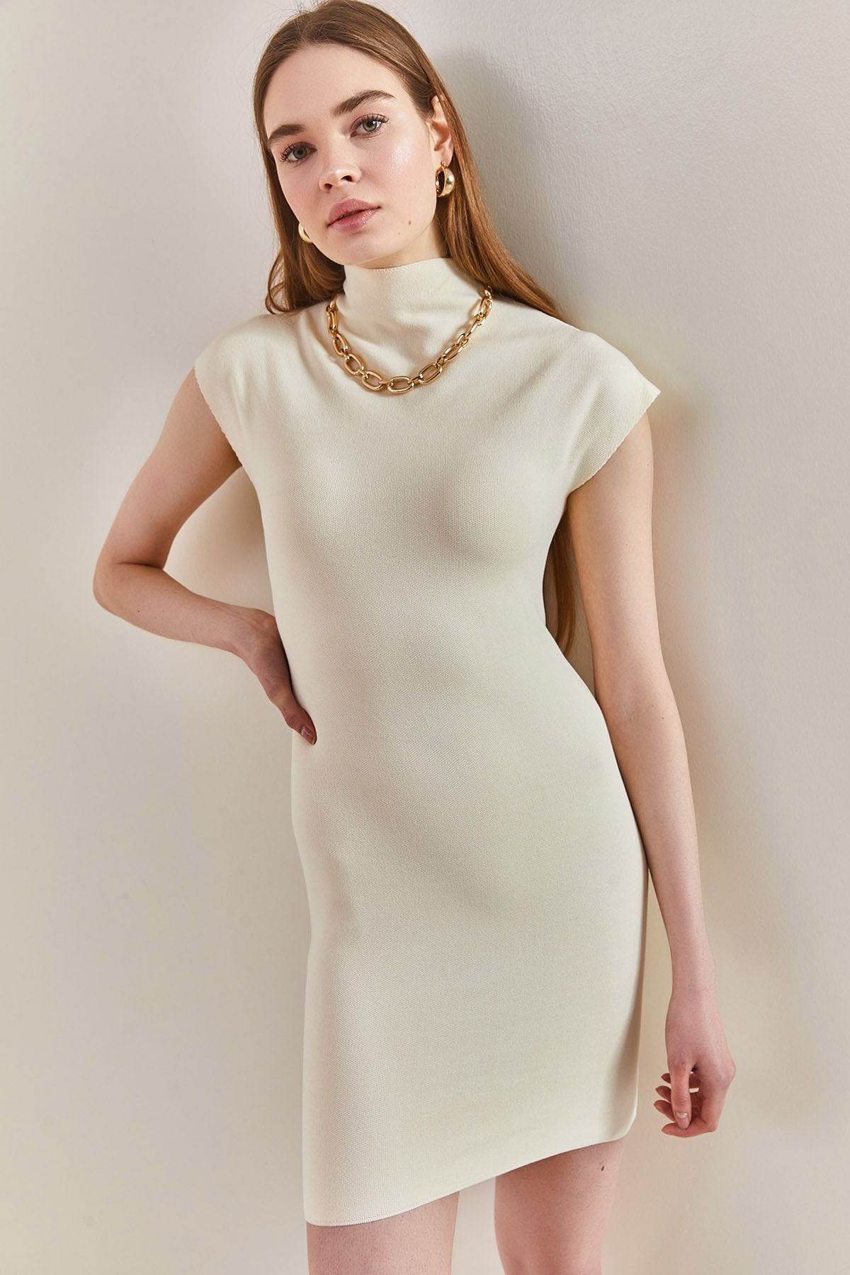 Bianco Lucci Kleid Beige Bodycon