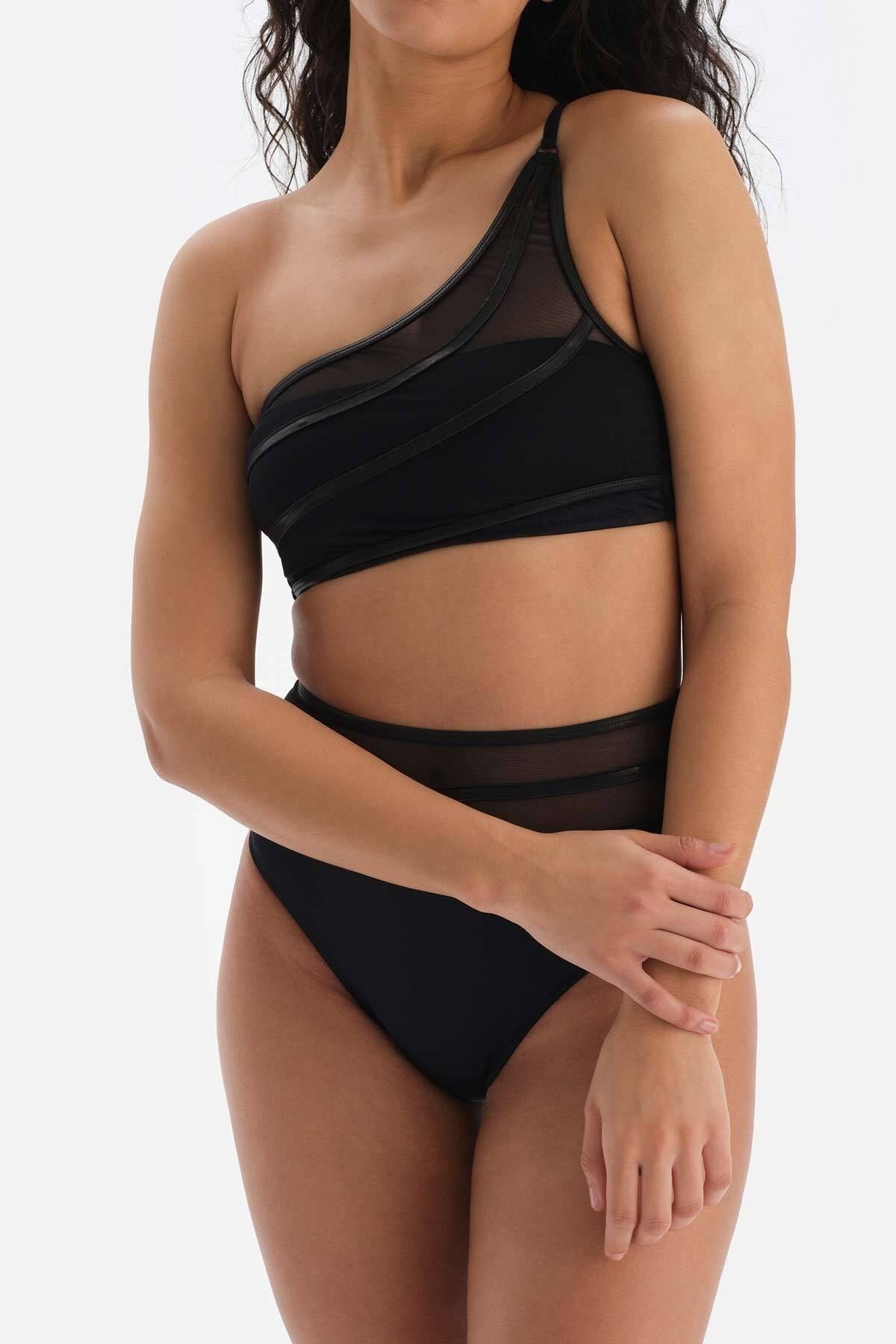 Dagi-Schwarzes One-Shoulder-Bikinioberteil 4