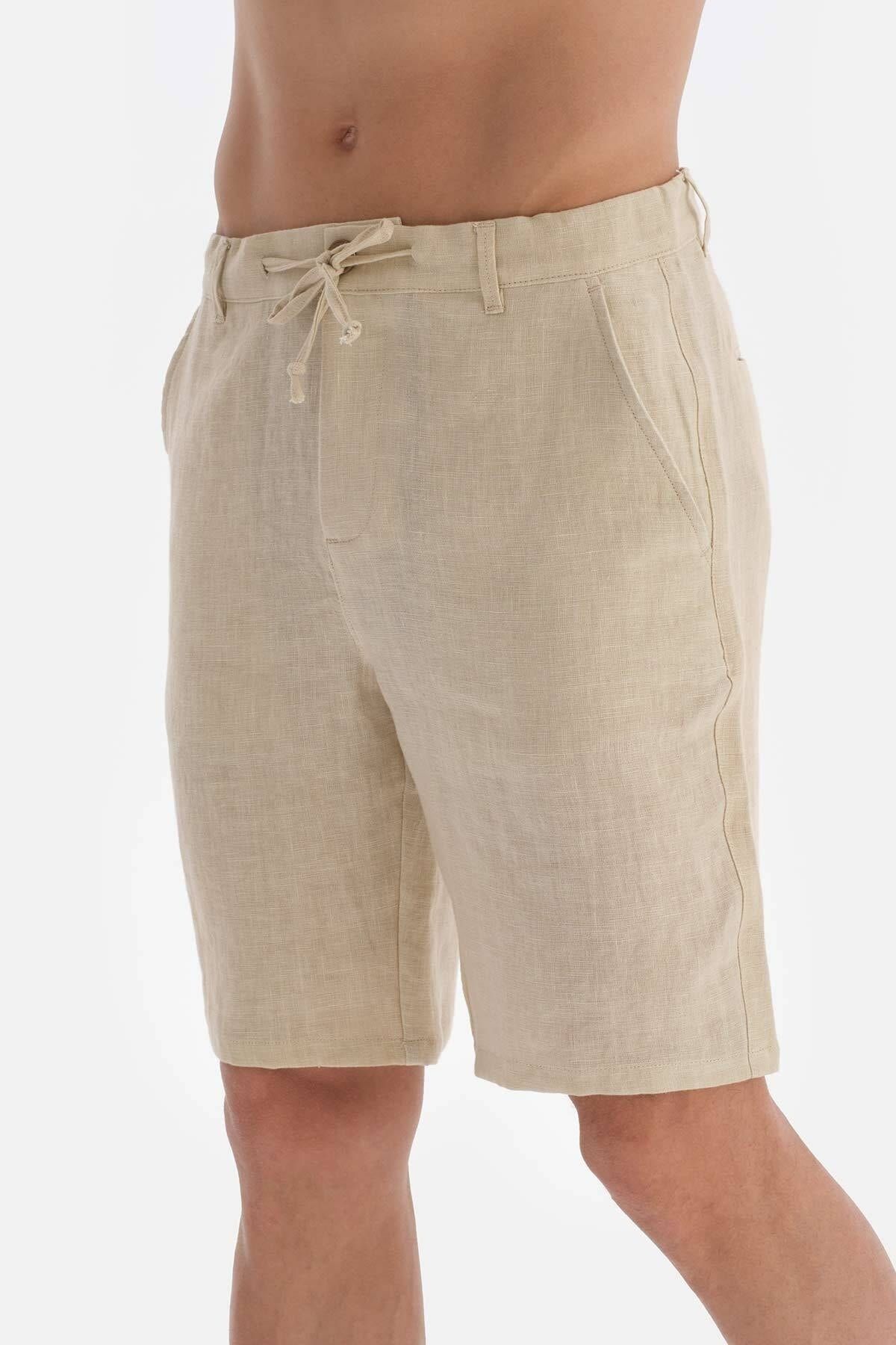 Dagi-Beige Linen Shorts 5