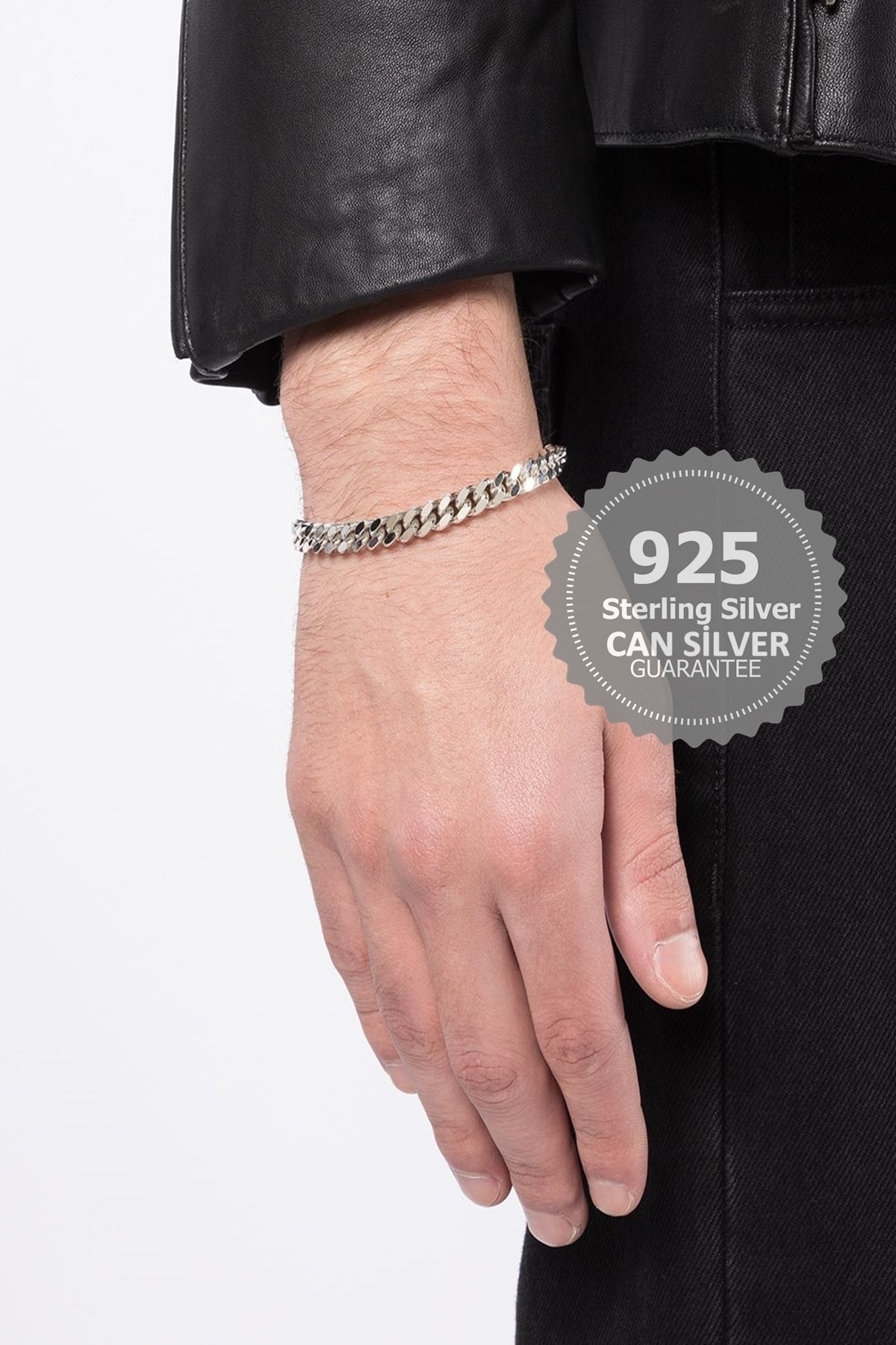 CAN SİLVER 925 Ayar Gümüş Erkek Luxury Gurmet Bileklik 6 Mm