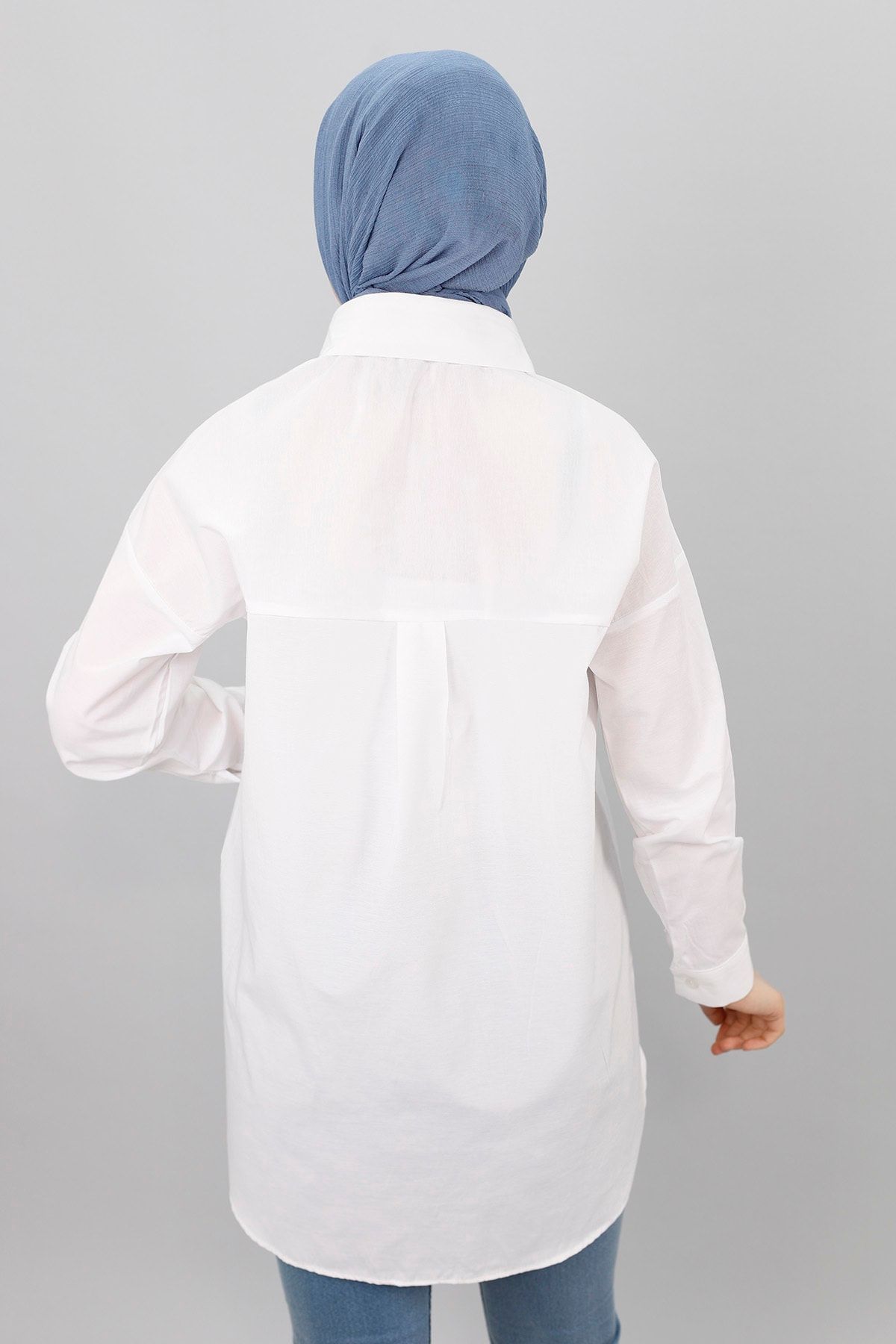 Çiçek Nakışlı Poplin Kumaş Tunik Gömlek