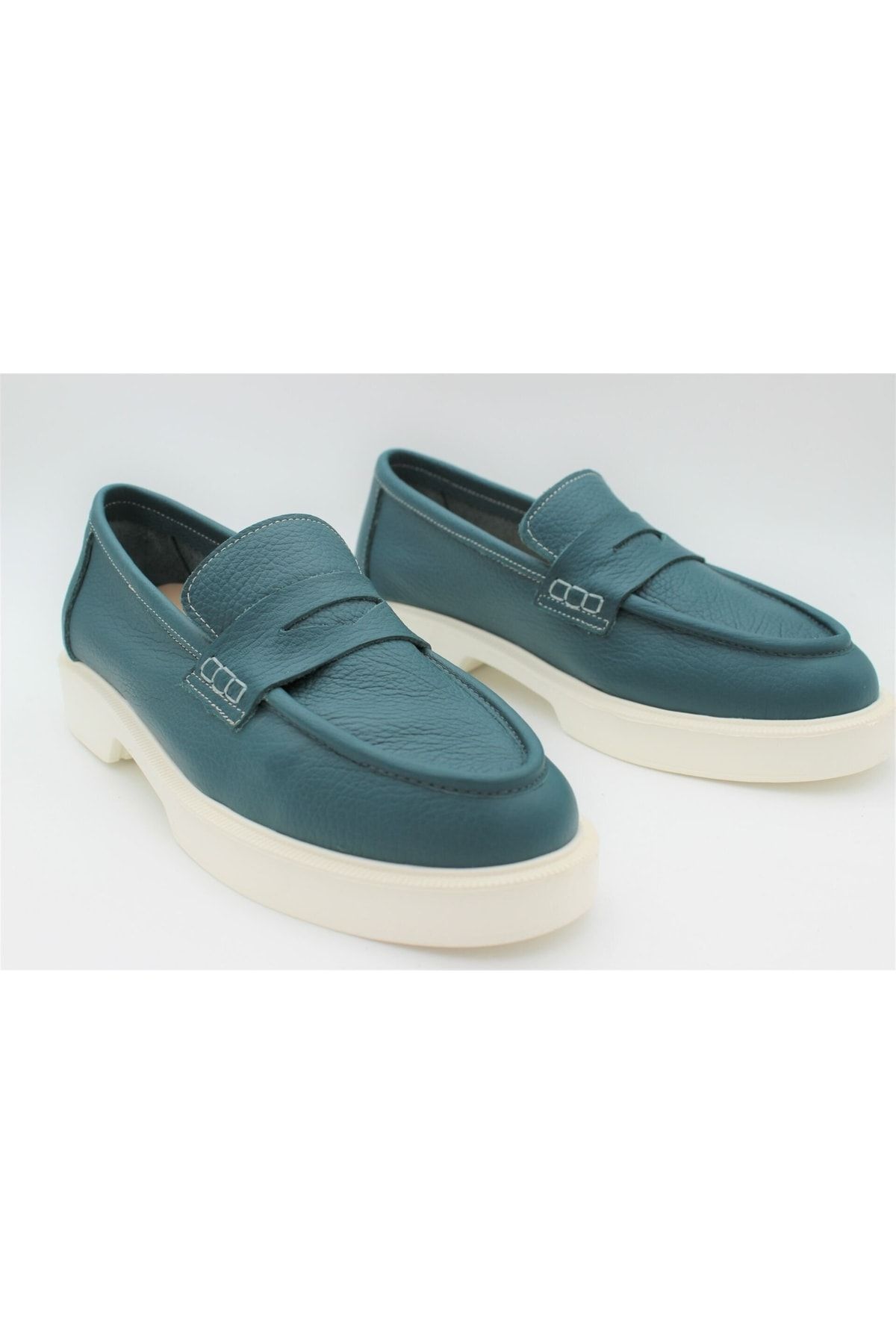 AYAK KABIM Genuine Leather Blue Women s Shoes Eva Sole Loafer