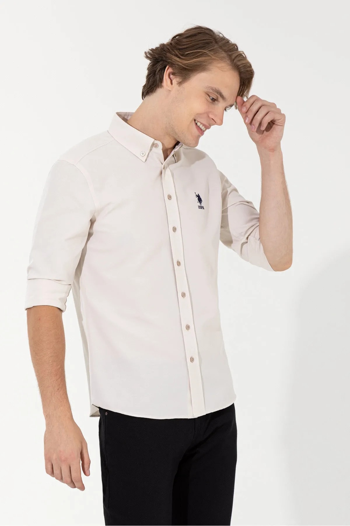 G081gl004 Enzogl023y 1570318 Us Polo Assn Erkek Gömlek Taş — خاکستری 23Y129000068 — تصویر 2 از 3