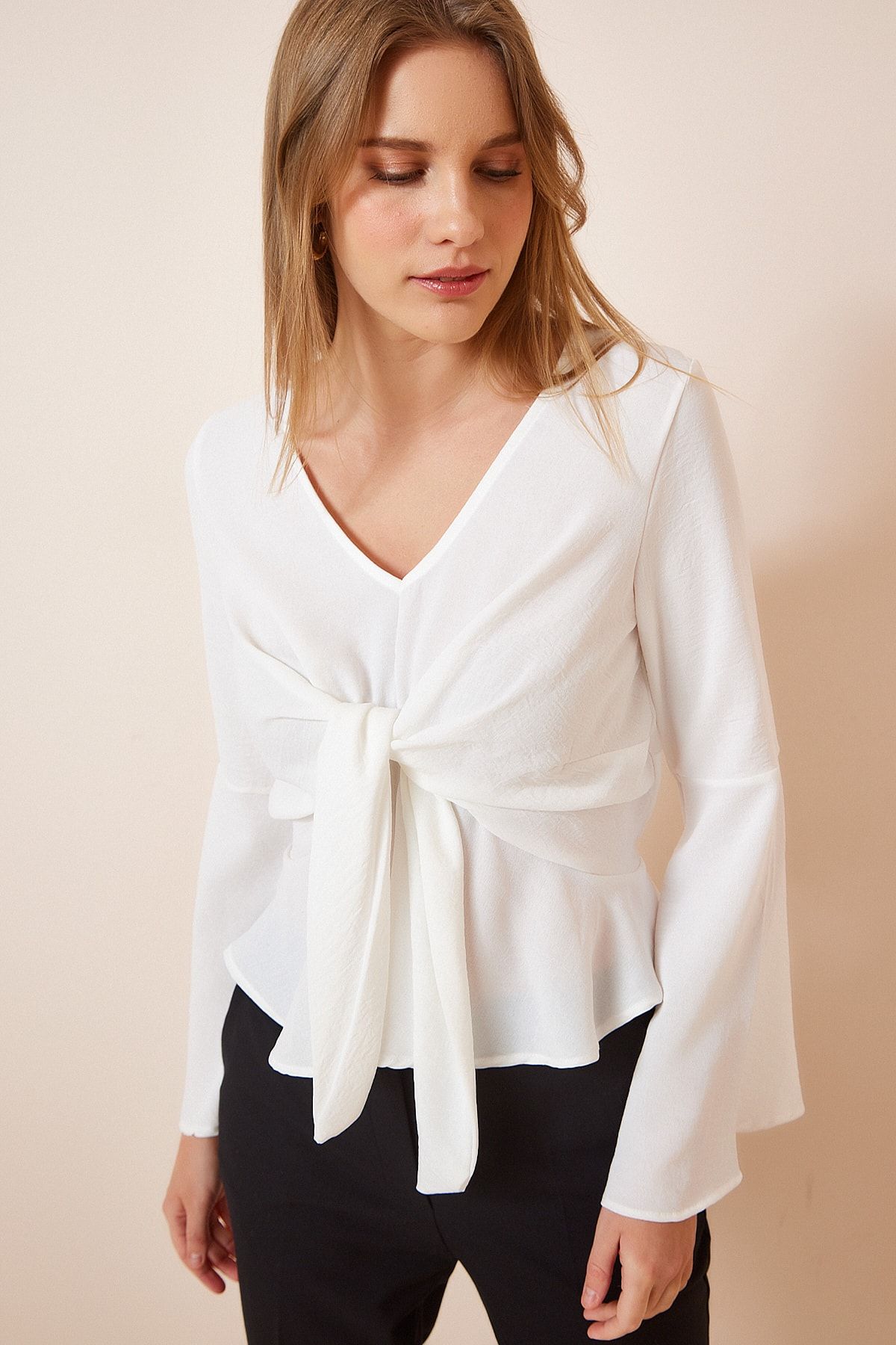 Happiness İstanbul Bluse Weiß Regular Fit Fast ausverkauft