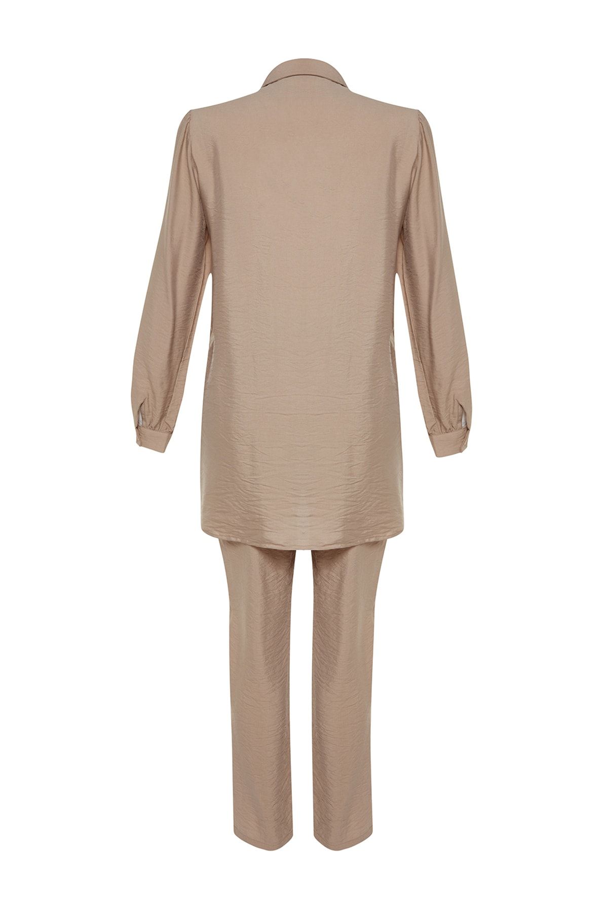 Trendyol Modest-Σετ υφαντό πουκάμισο-παντελόνι Camel Line Look TCTSS23US00079 10