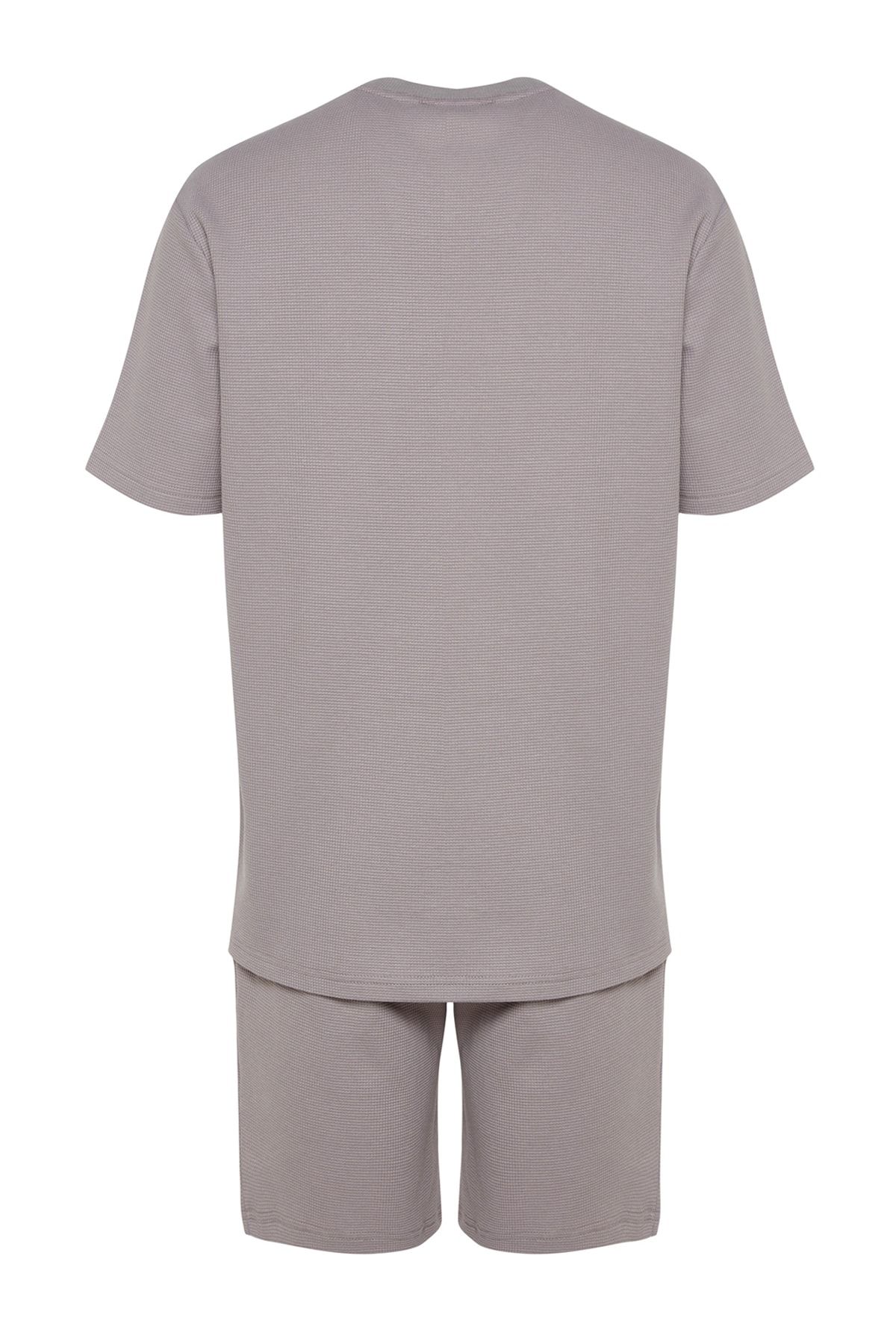 Trendyol Collection-Šedá sada pletených šortek Regular Fit Pyžamo TMNSS23PT00032 8