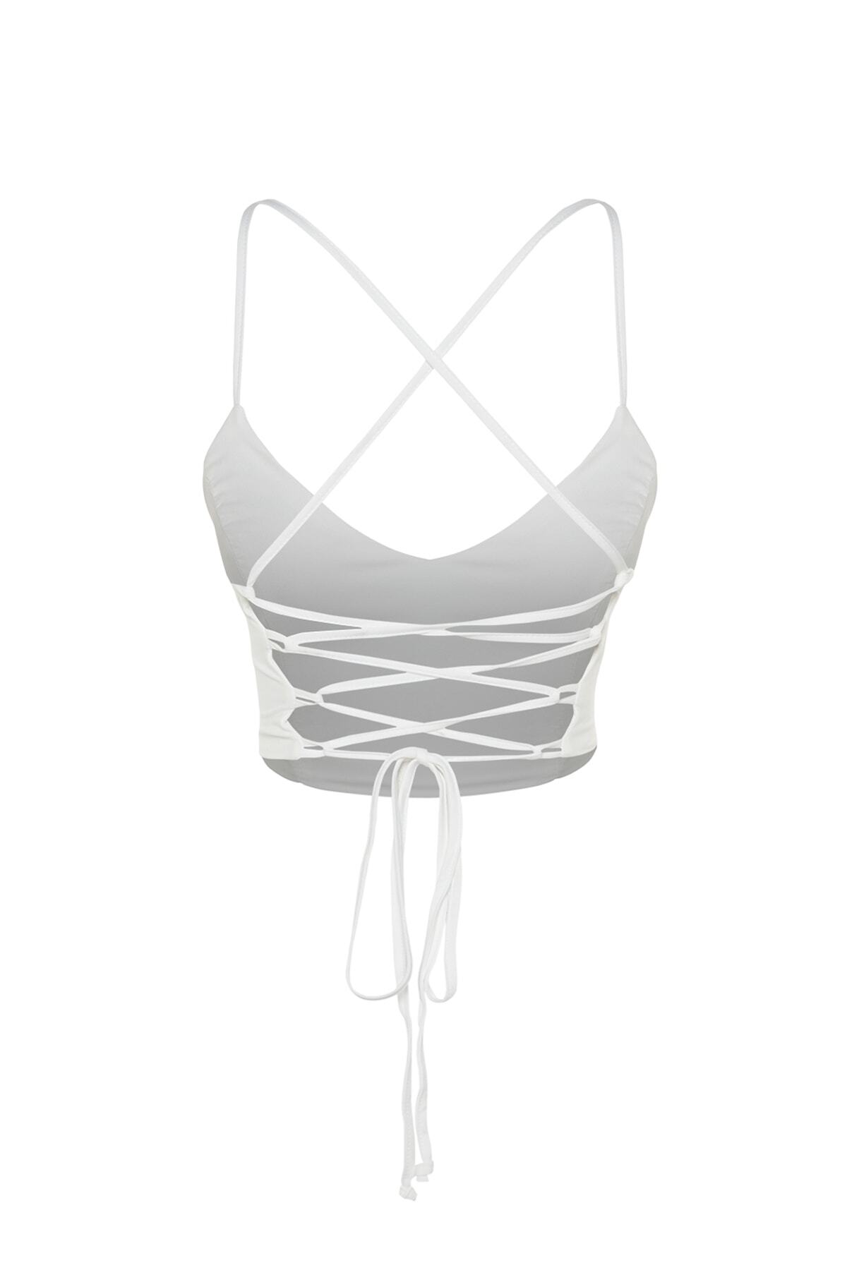 Trendyol Collection-Ecru Crop Bélelt szőtt melltartó TPRSS21BS0009 8