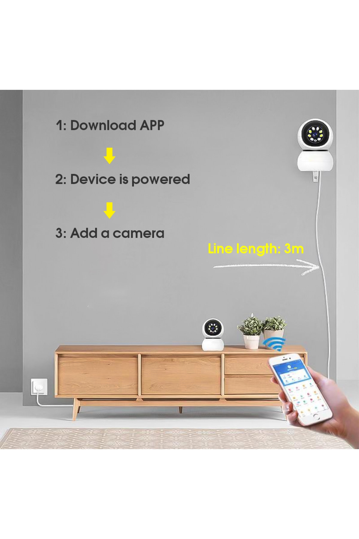 Teknomila 1080p 360 Derece Gece Görüşlü Sesli Ip Wifi Akıllı Ev Güvenlik Bebek Kamerası fotoğrafı 2 (önizleme)
