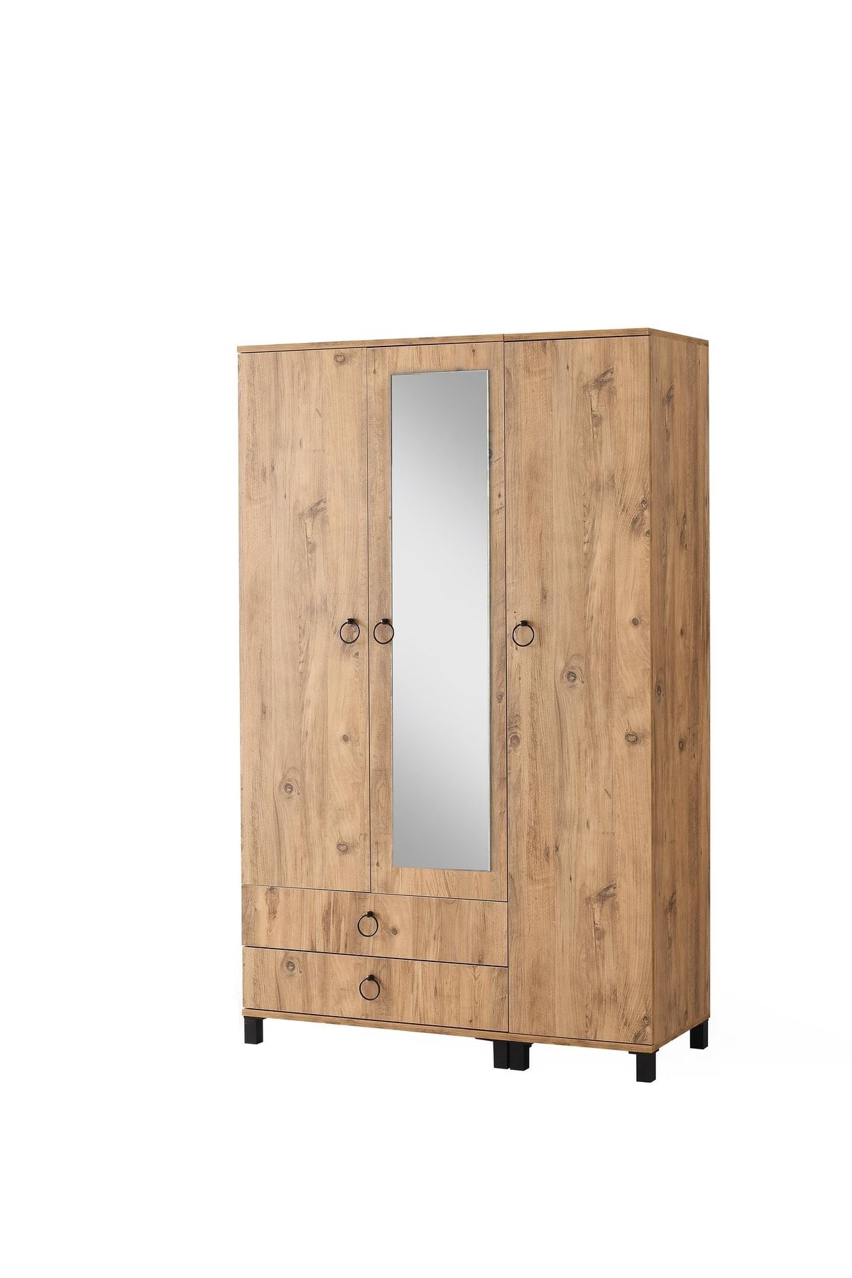 Erezogulları Mobilya 3 Kapılı 2 Çekmeceli Gardrop Aynalı Elbise Dolabı 120x46x189cm