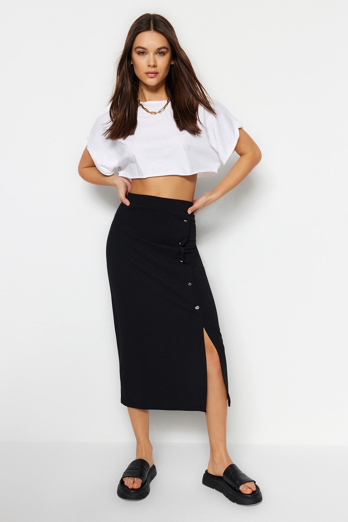 Trendyol Collection Skirt - Black - Midi - Trendyol
