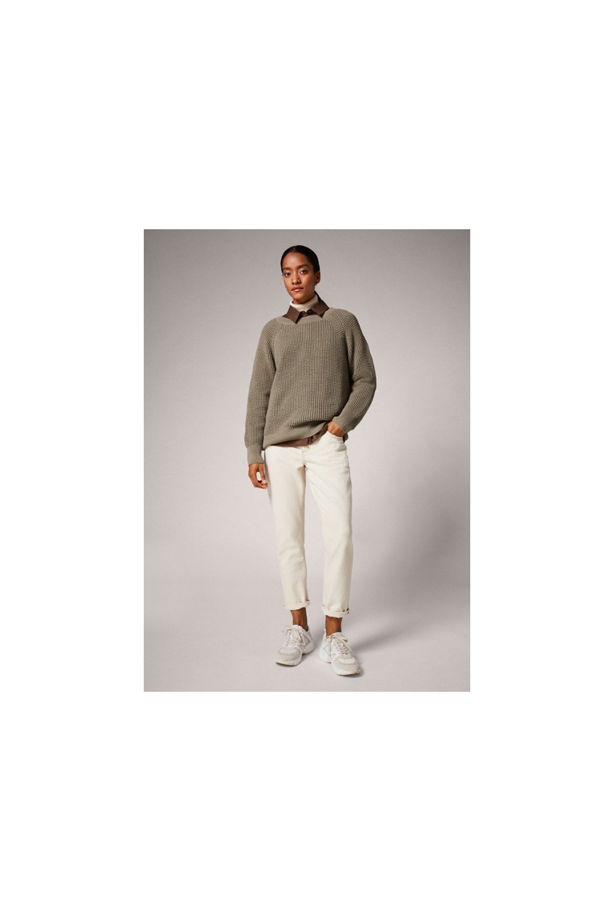 comma Pullover Khaki Regular Fit Fast ausverkauft