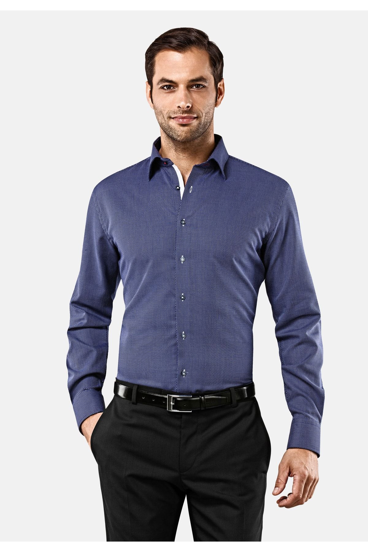 Vincenzo Boretti Hemd Blau Slim Fit