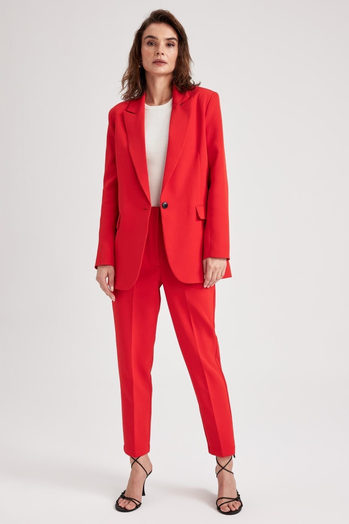 Zara red blazer jacket sales