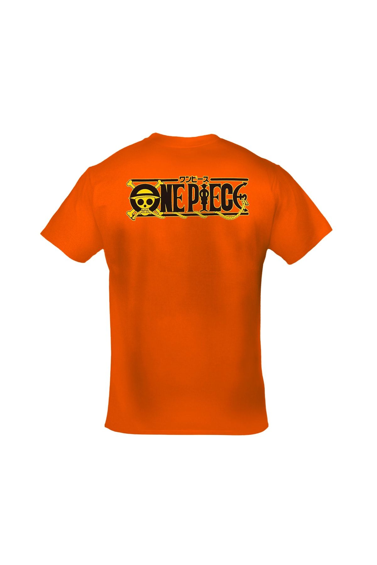 Orijin Tekstil-One Piece Pirate Alliance Heart Pirates Strawhat Pirates Front Back Printed Unisex Orange T-shirt 3
