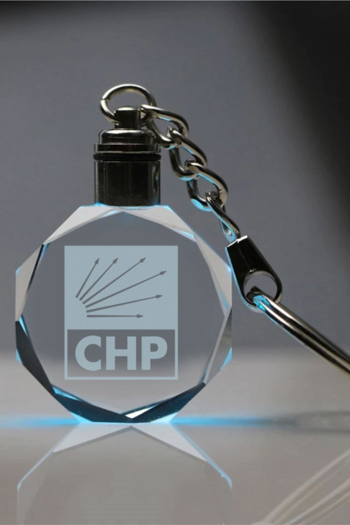 MERTKRİSTAL-Chp Logo - Keychain, Lighted Keychain, Glass Embroidered Keychain 2