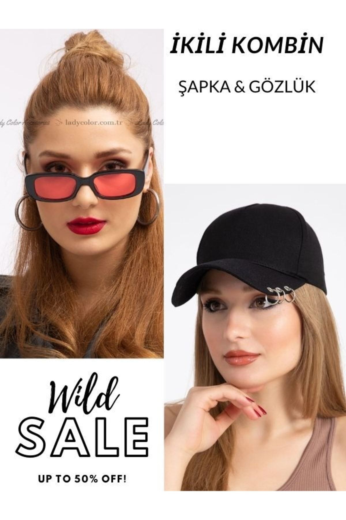 LadyColor Yazlık Şapka Uniseks Arkadan Ayarlamalı Gözlük Hediyeli