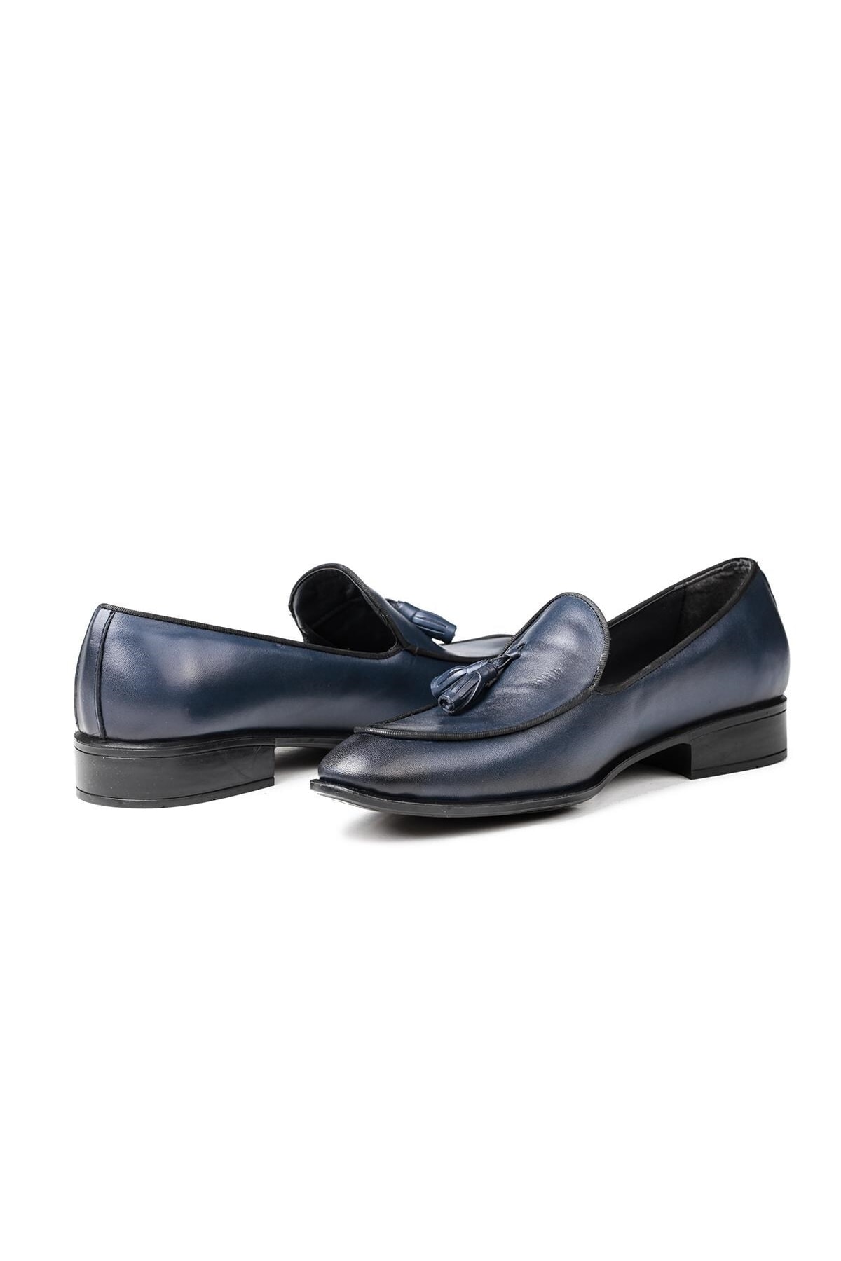 کفش کلاسیک دوکاولی مردانه چرم اصل آبی سرمه ای Big size/سایز بزرگ راسته      Casual / کژوال | Ducavelli 8683249507169 TR - تصویر 3