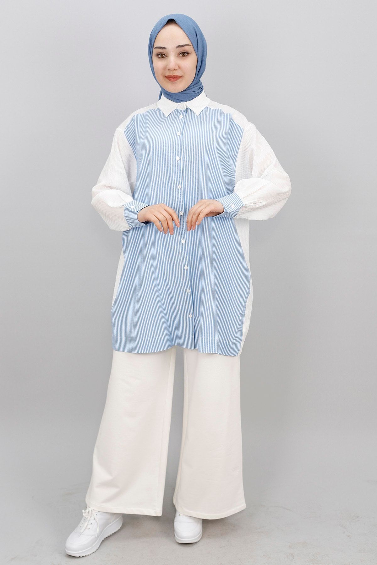 Çzigili Desen Bürümcük Kumaş Tunik Gömlek