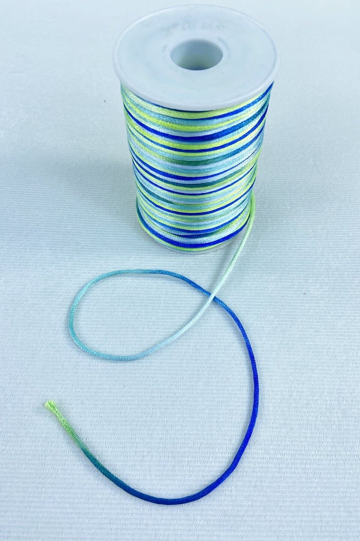 Hobigram-1 mm Floş Satin Ip Ribbon Floss Colier Brăţară Floss Verde Albastru Tonuri Colorate 10 Metri – Floss pentru împletire – 4