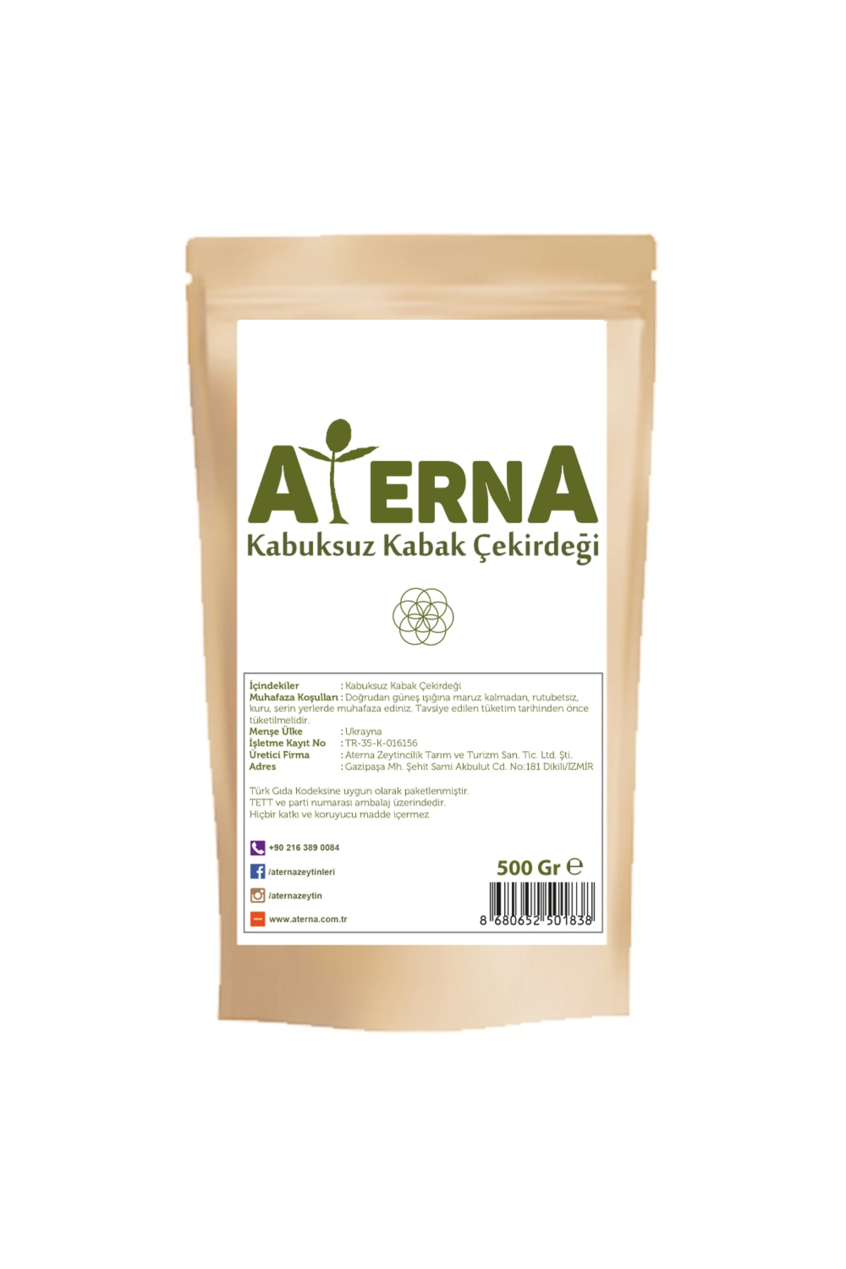 Aterna Kabuksuz Kabak Çekirdeği - 500gr