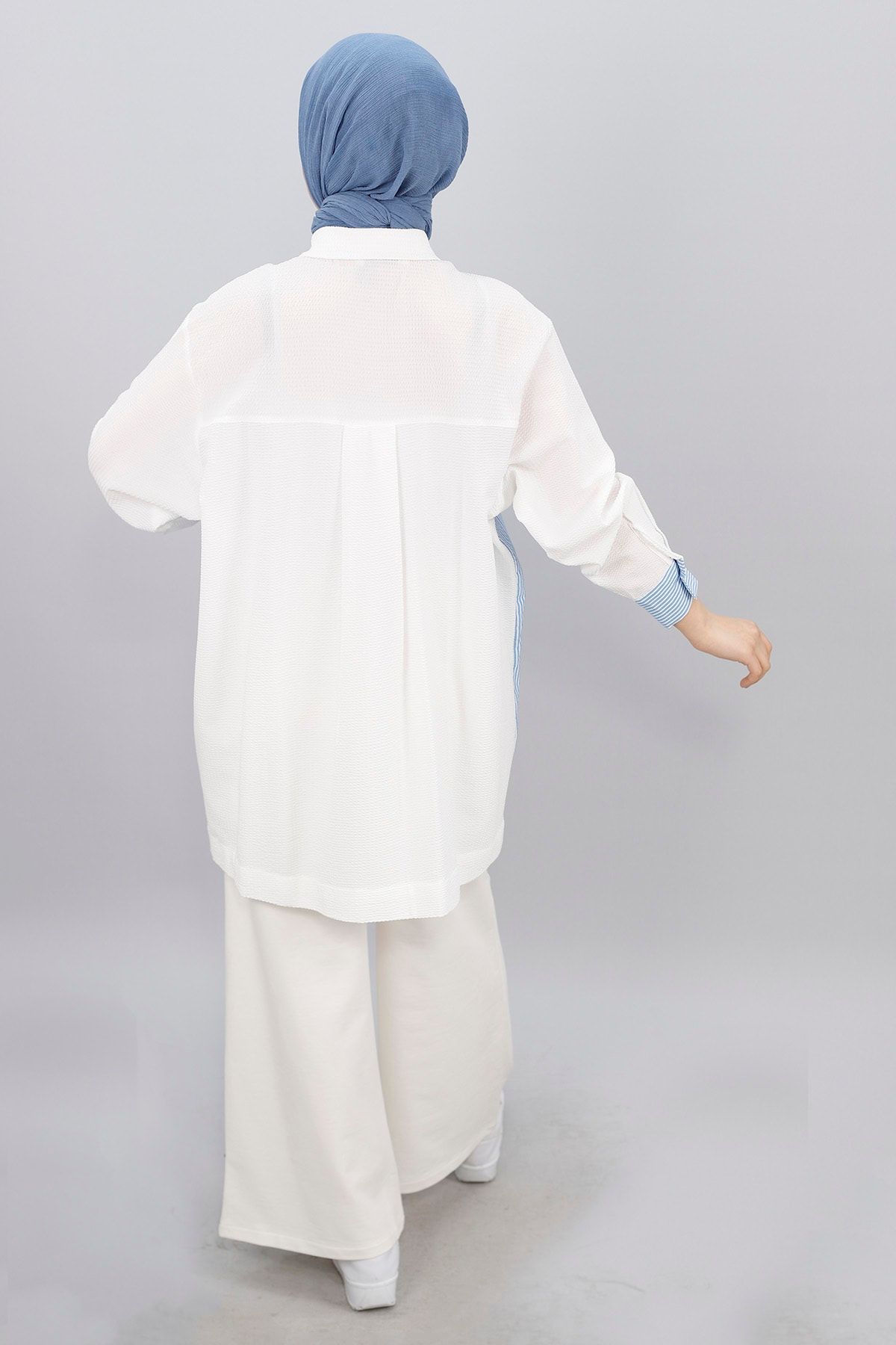Çzigili Desen Bürümcük Kumaş Tunik Gömlek