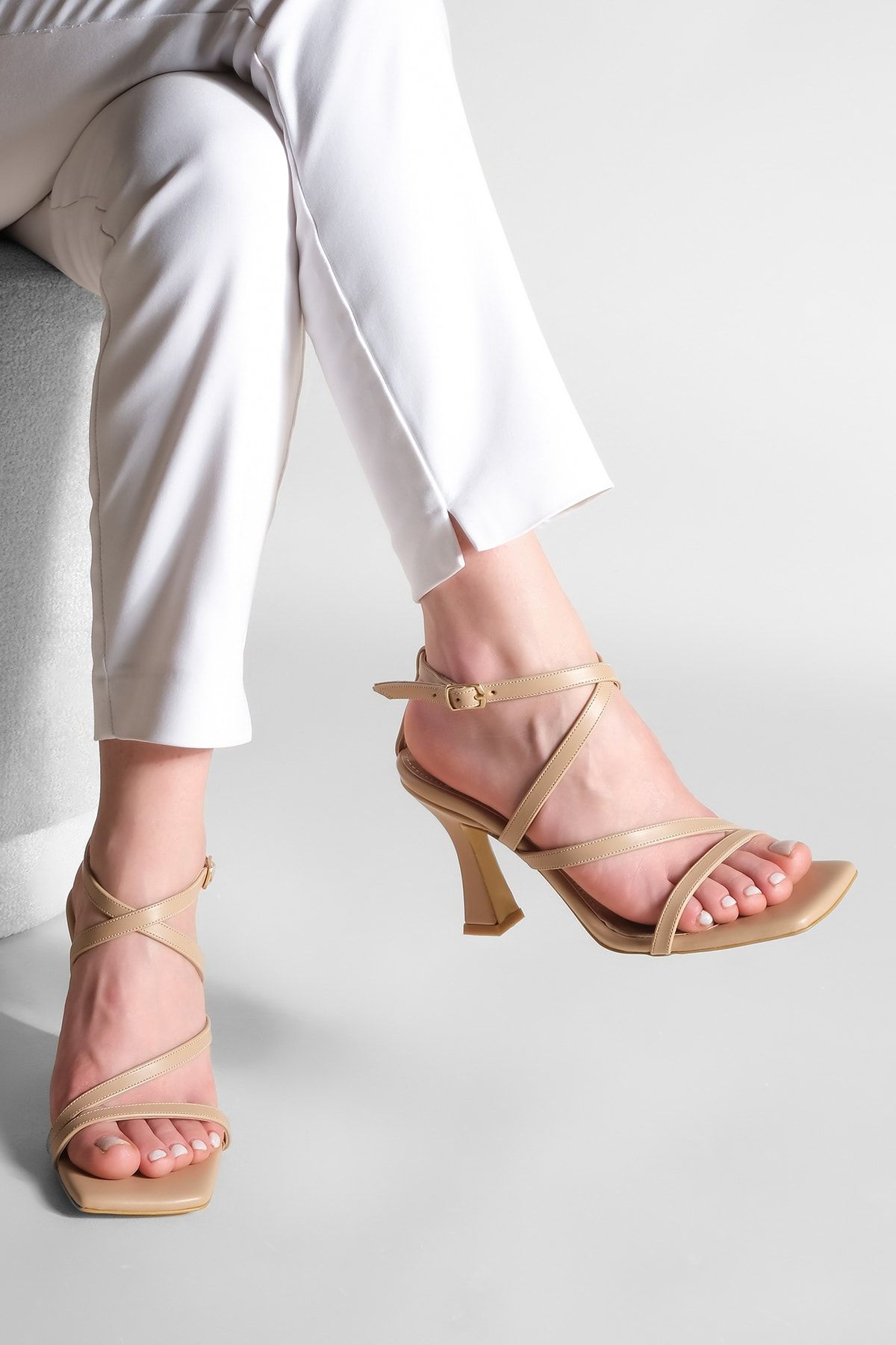Beige strappy store high heels