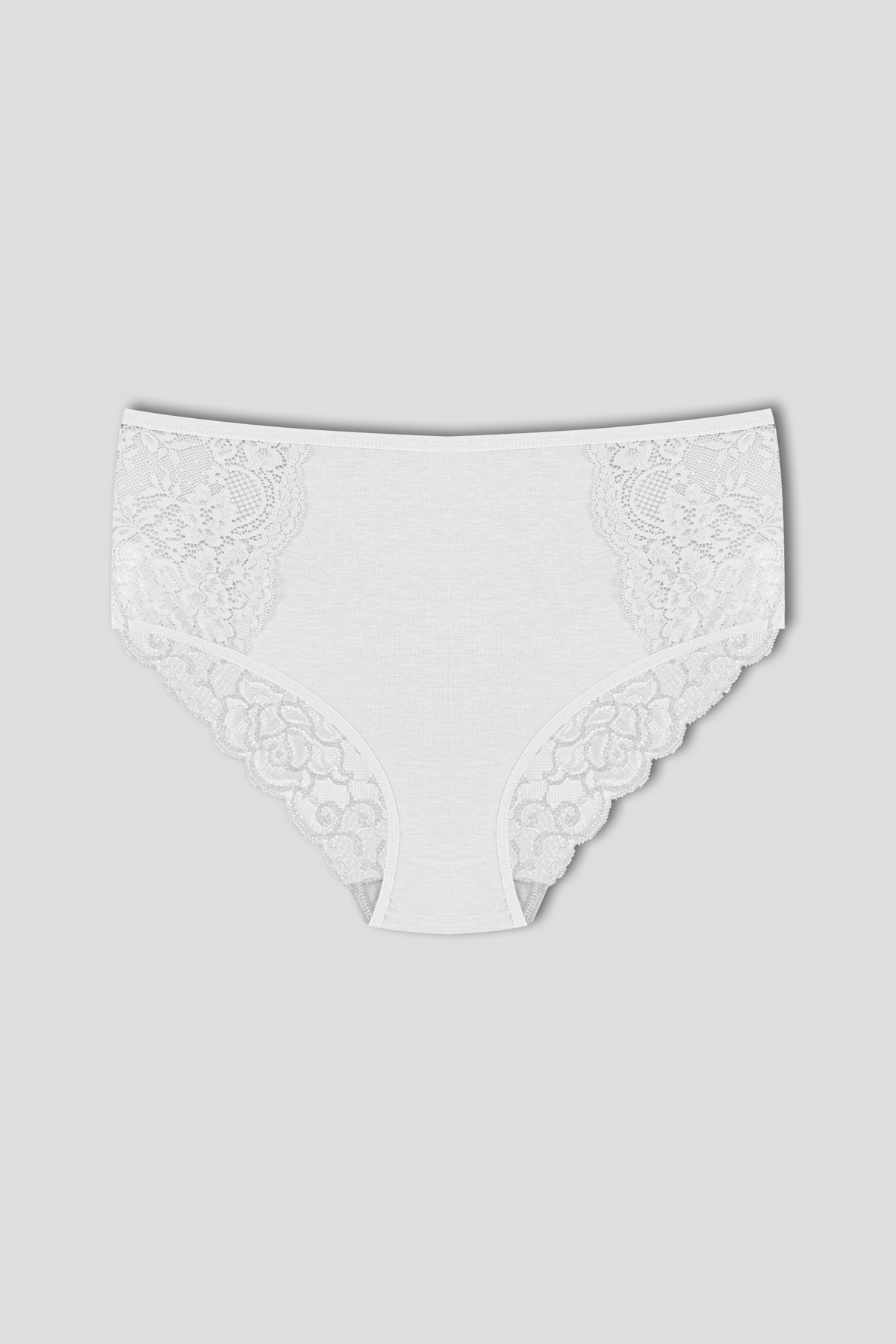 White Cotton Women's Plus Size Briefs with Front Side and Back Lace