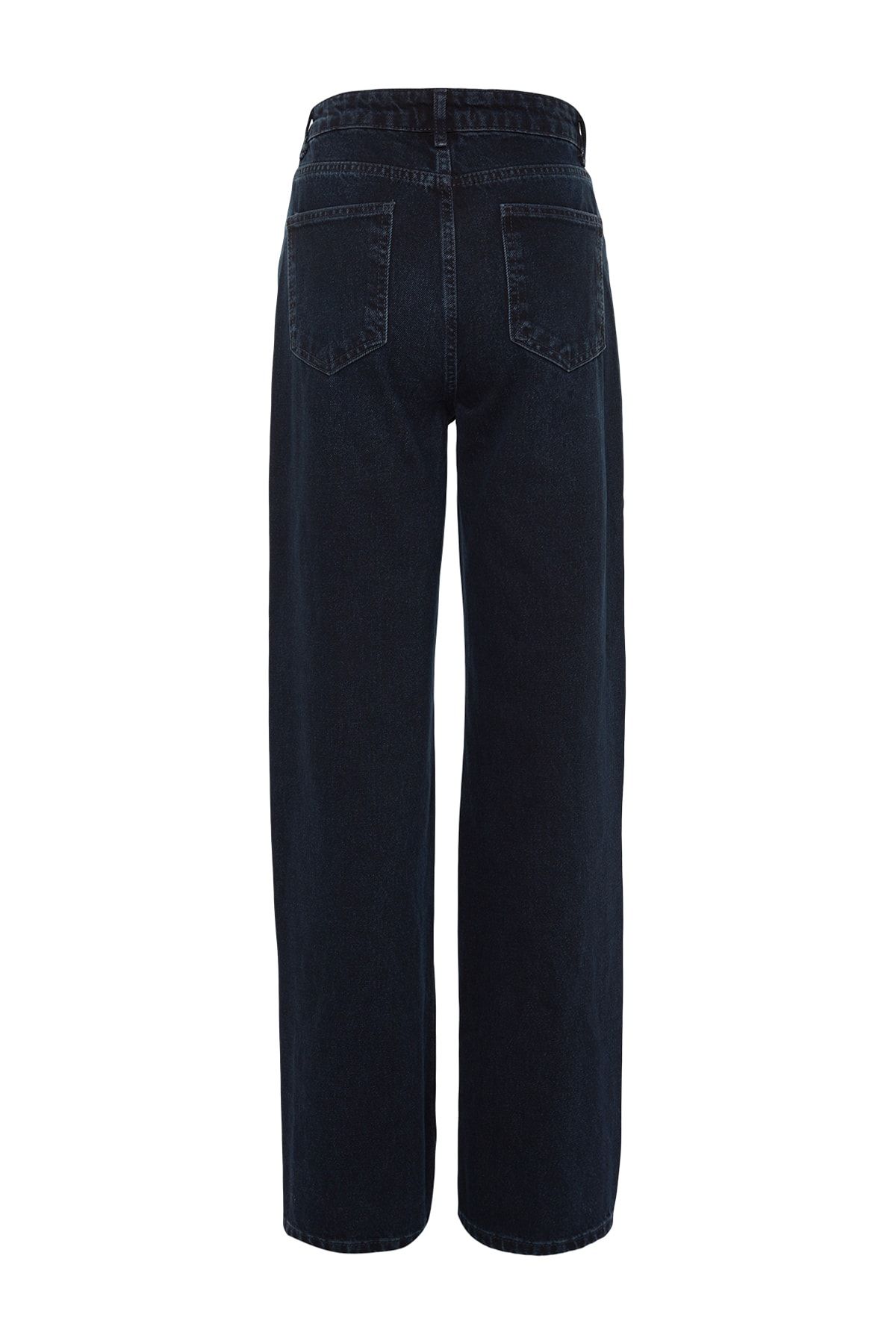 Trendyol Collection-Mitternachtsblaue Jeans mit hoher Taille und weitem Bein TWOSS23JE00083 8