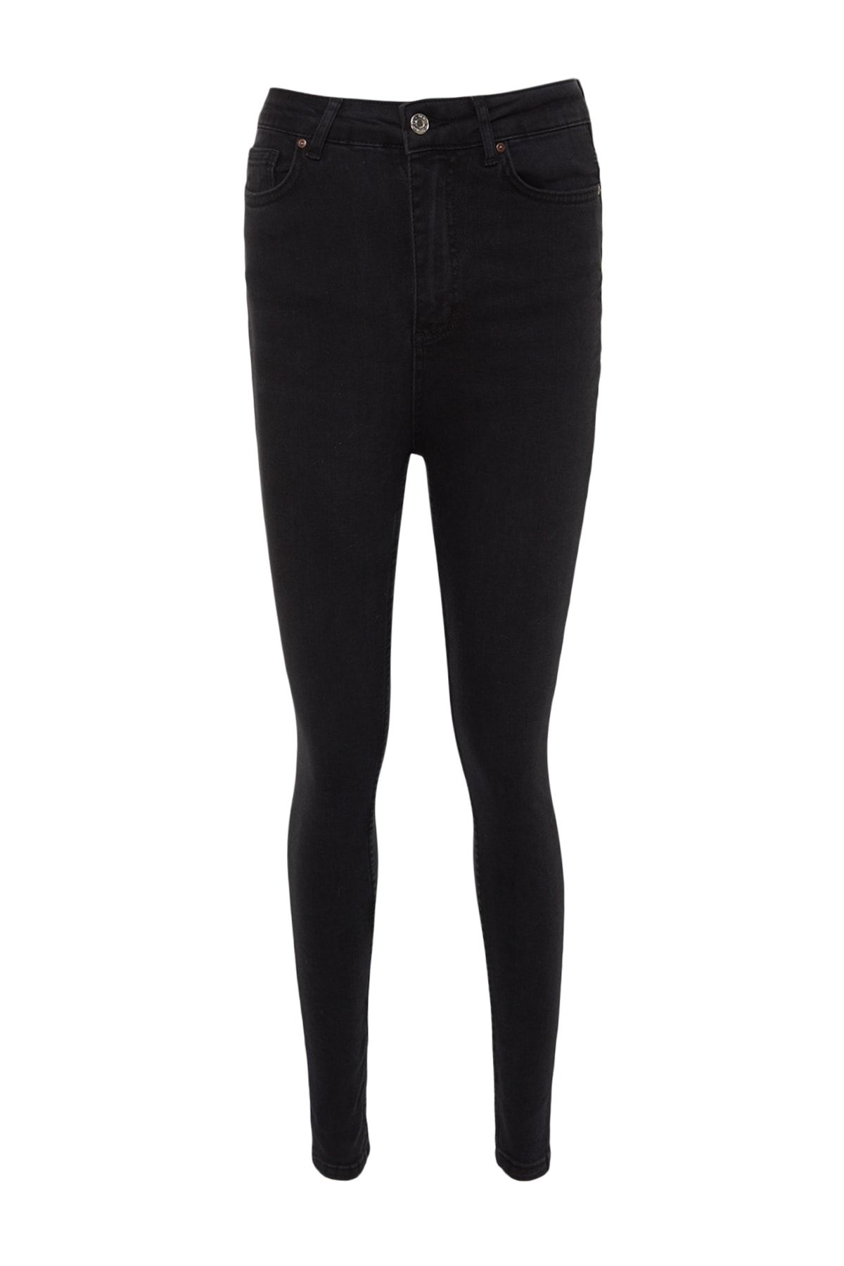 Trendyol Collection-Blugi negri skinny cu talie înaltă TWOSS23JE00075 6