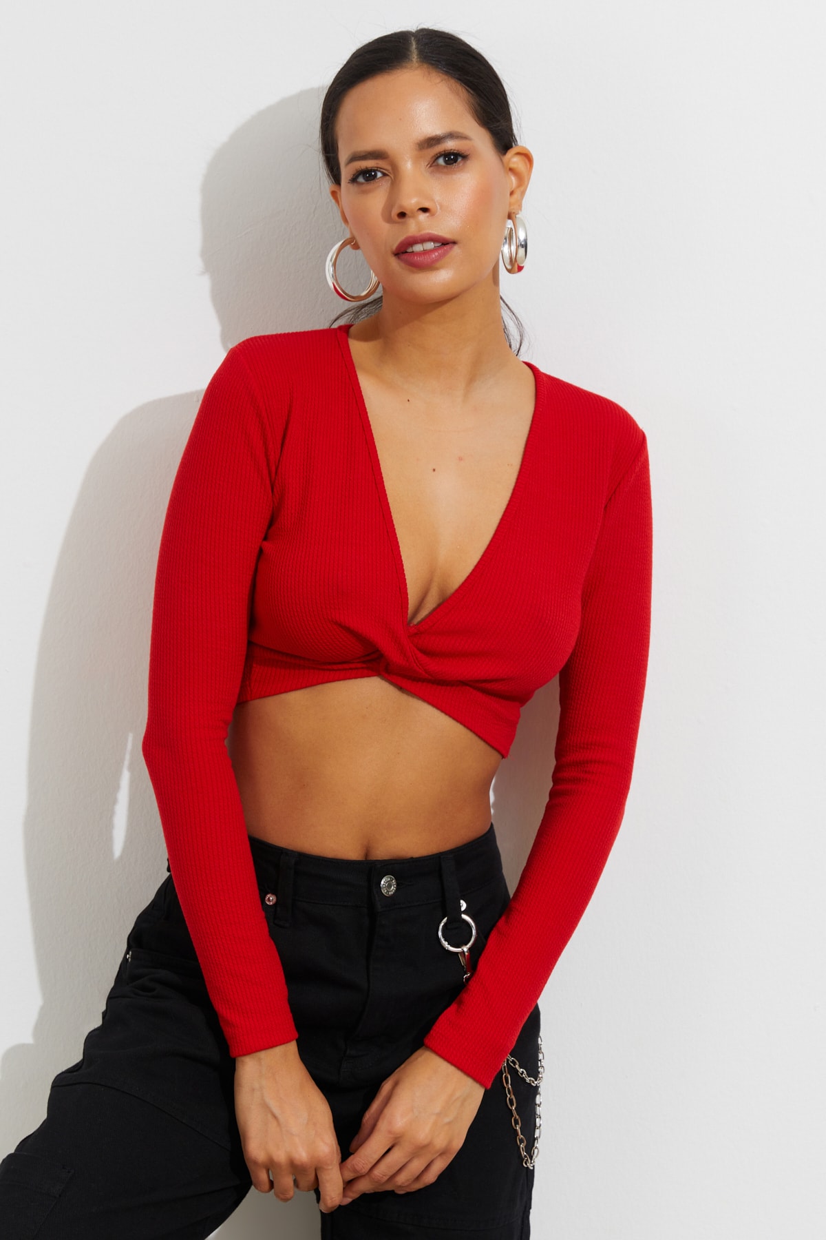 Cool & Sexy Bluse Rot Slim Fit Fast ausverkauft