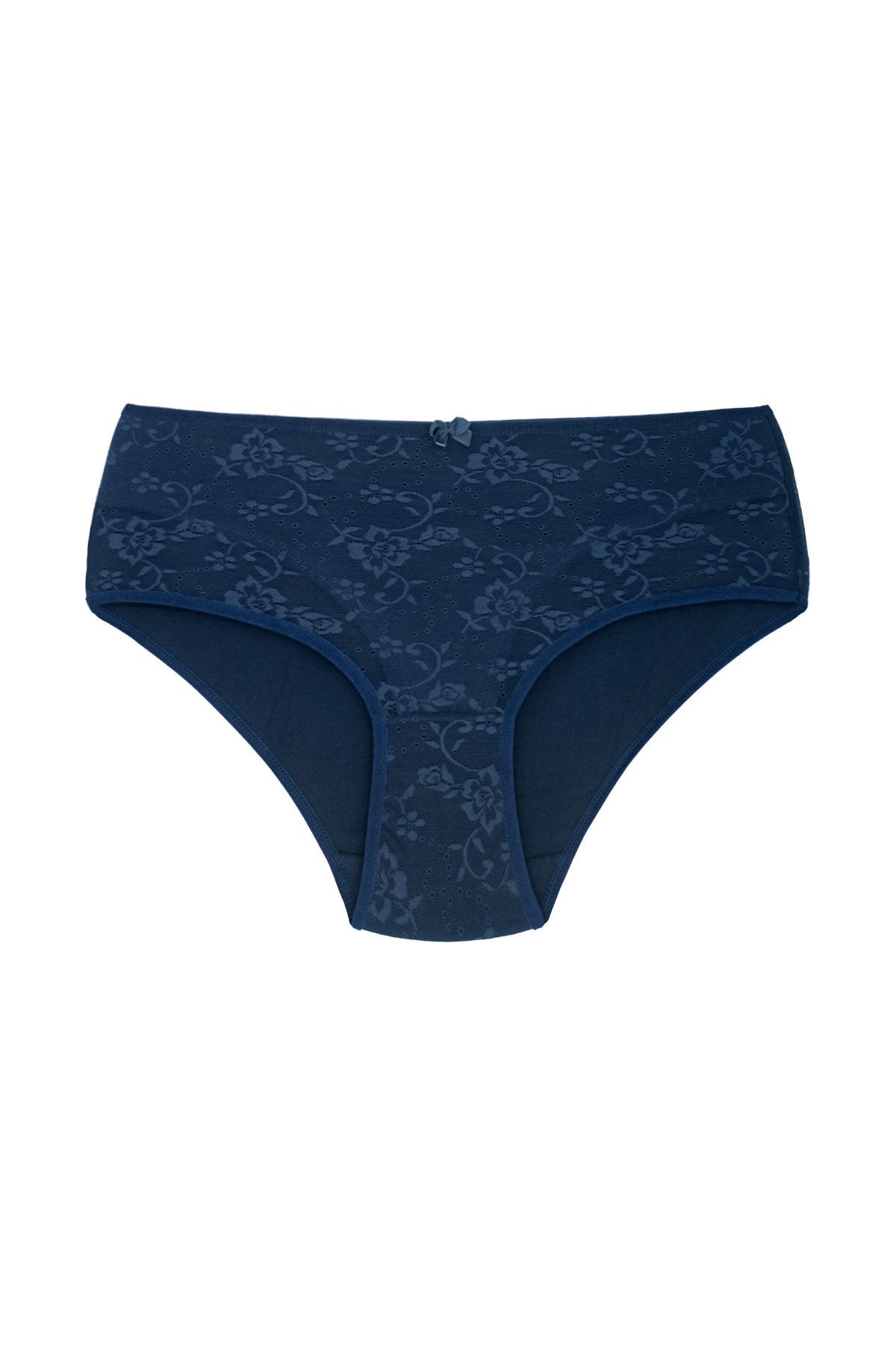 HNX Navy Blue Double Lined Front Lace Back Cotton Plus Size