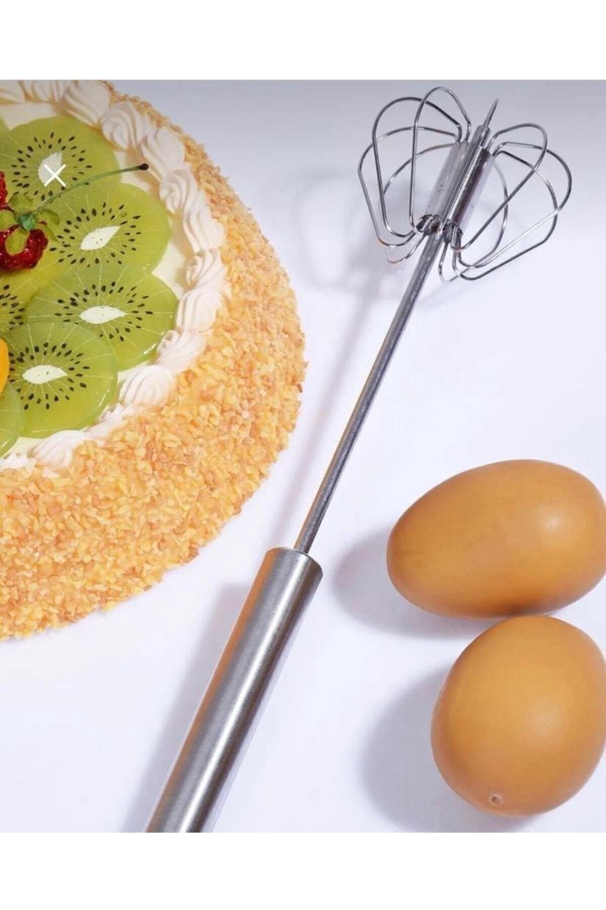 Genel Markalar 1 Adet Ultra Pratik Ve Hijyenik Metal Saplı Bas - Çek Çırpıcı / Pasta Kek & Ve Krema Çırpıcı